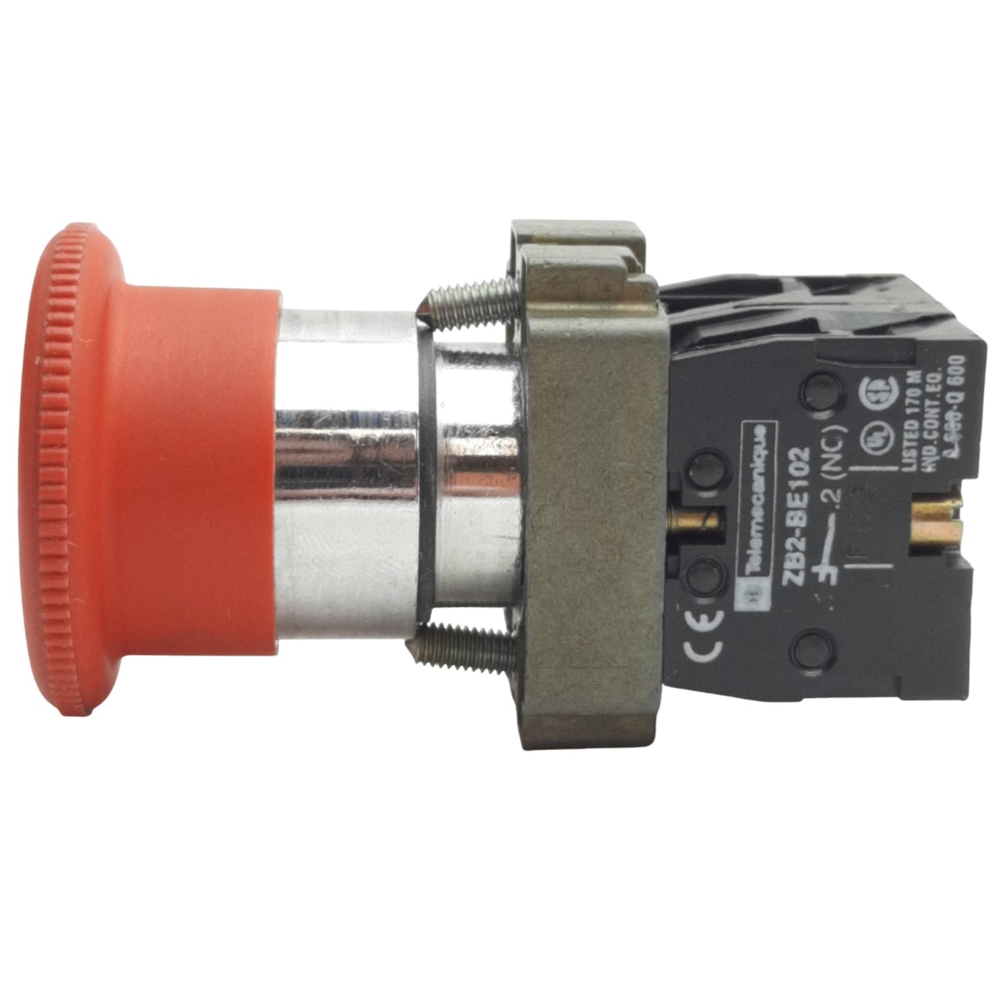 Used Telemecanique ZB4BS844 Red Maintained E-Stop Button ø22mm, 2NC, 600V, 10A
