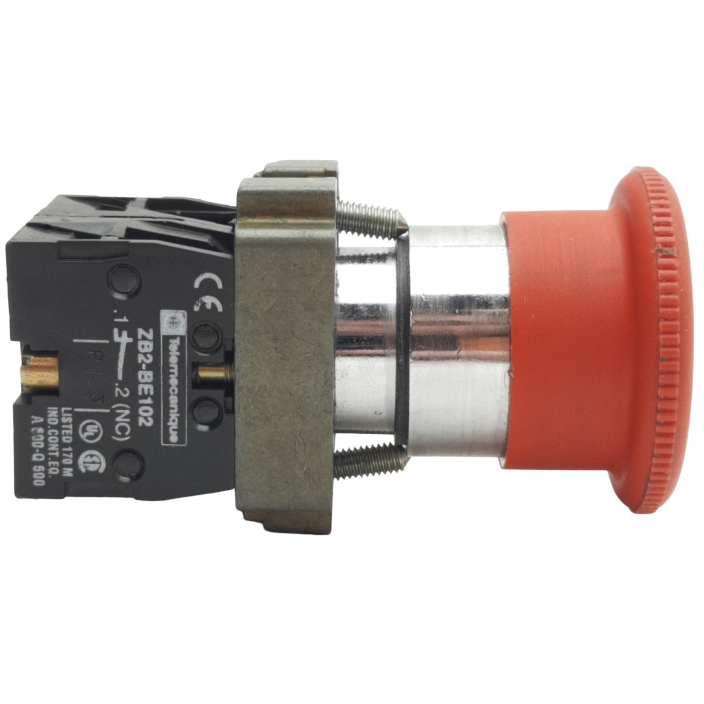 Used Telemecanique ZB4BS844 Red Maintained E-Stop Button ø22mm, 2NC, 600V, 10A