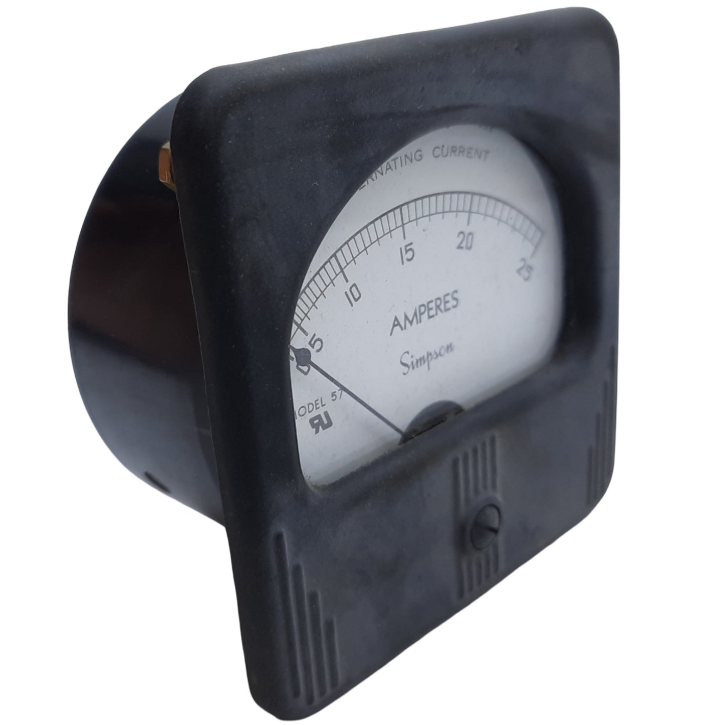 Used Simpson Electric 01190 Rectangular Style Analog Panel Meter Model 57, 0-25V AC