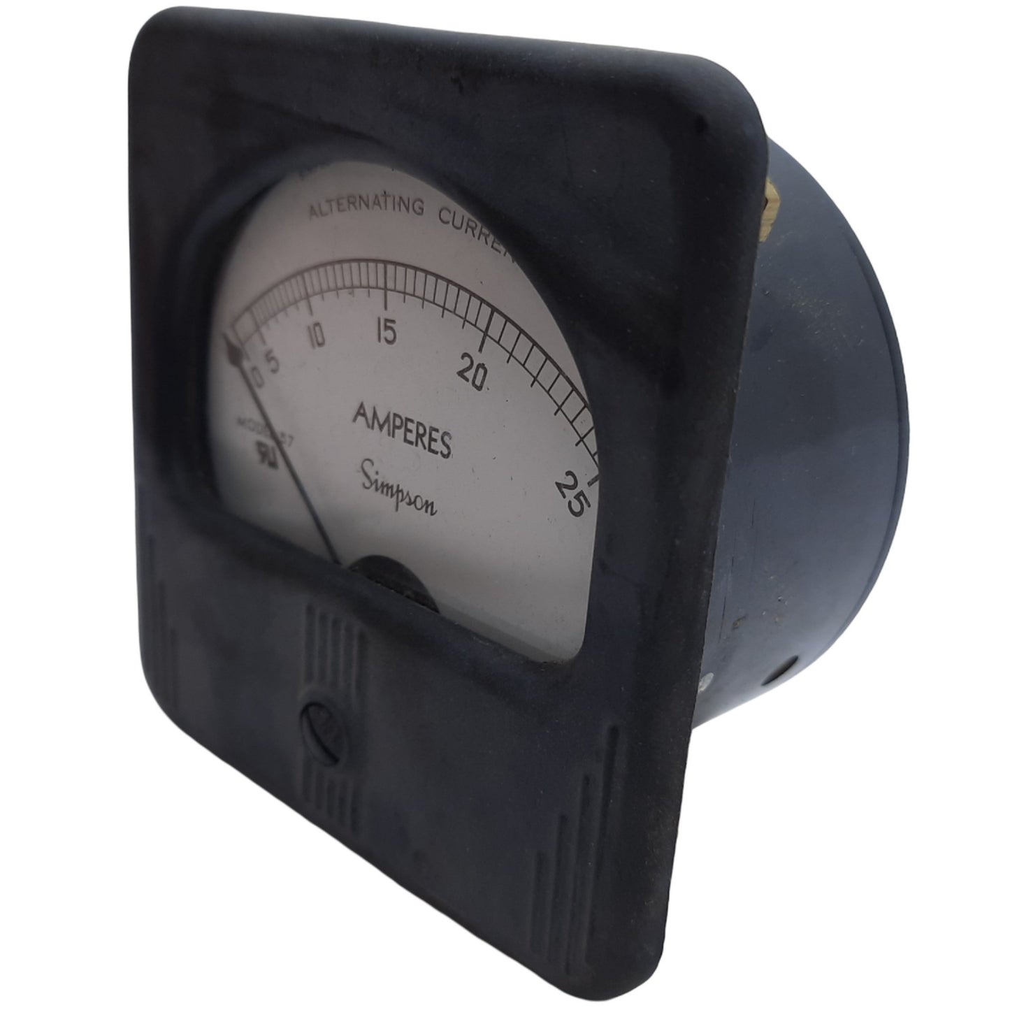 Used Simpson Electric 01190 Rectangular Style Analog Panel Meter Model 57, 0-25V AC