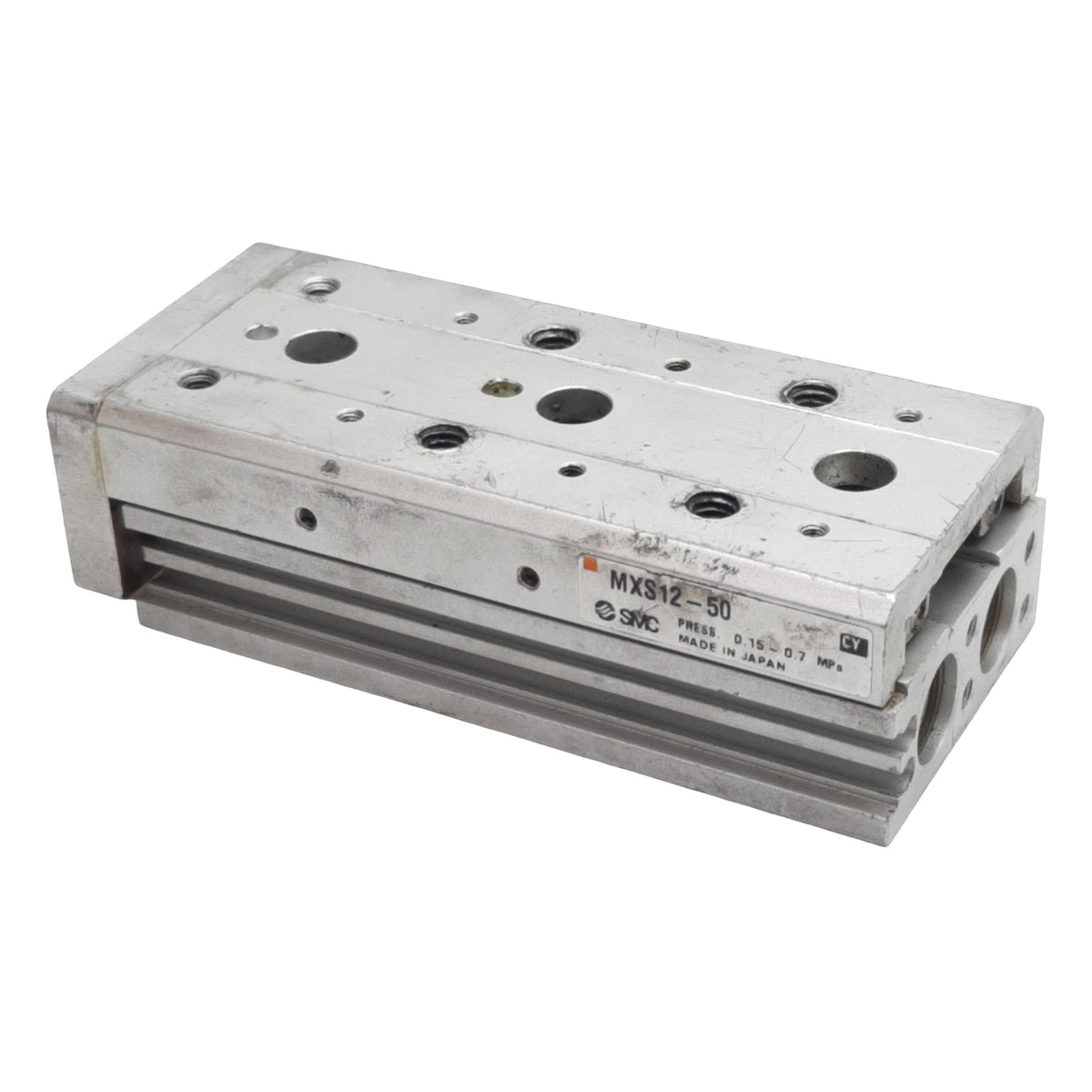 Used SMC MXS12-50 Pneumatic Slide Table, ø12mm Bore, 50mm Stroke, 0.7MPa, *Modified*