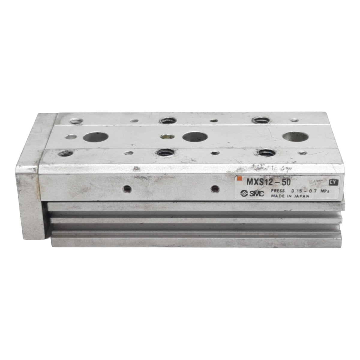 Used SMC MXS12-50 Pneumatic Slide Table, ø12mm Bore, 50mm Stroke, 0.7MPa, *Modified*