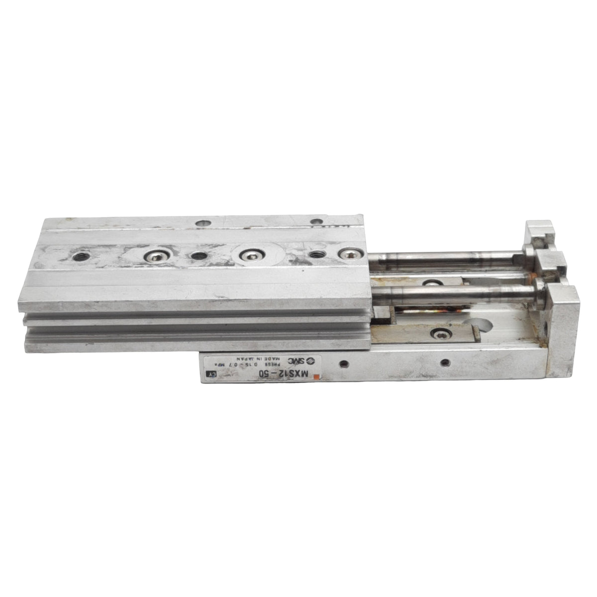 Used SMC MXS12-50 Pneumatic Slide Table, ø12mm Bore, 50mm Stroke, 0.7MPa, *Modified*