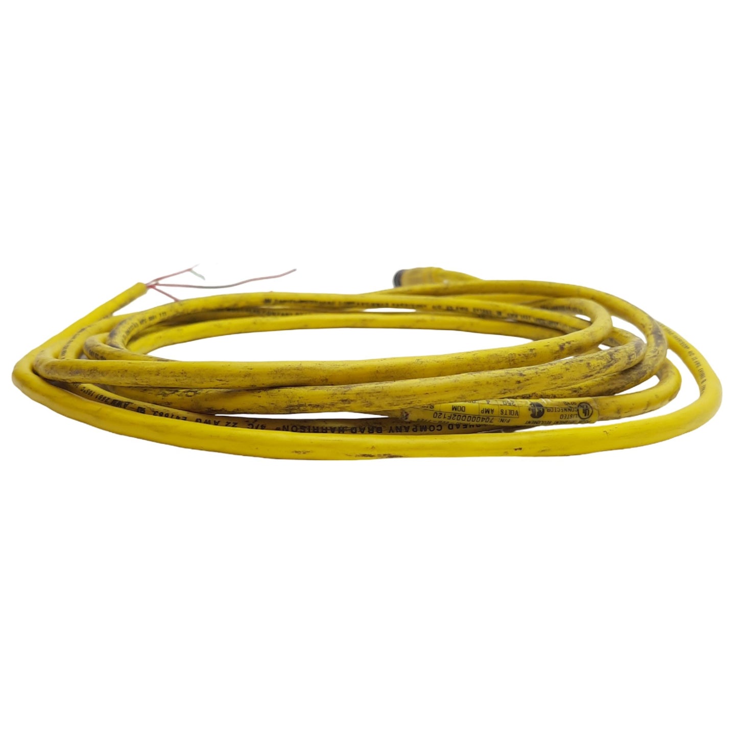 Used Woodhead 704000D02F120 Single Ended 4-Pole Cordset 250VAC/DC, 4A, 22AWG, 12ft