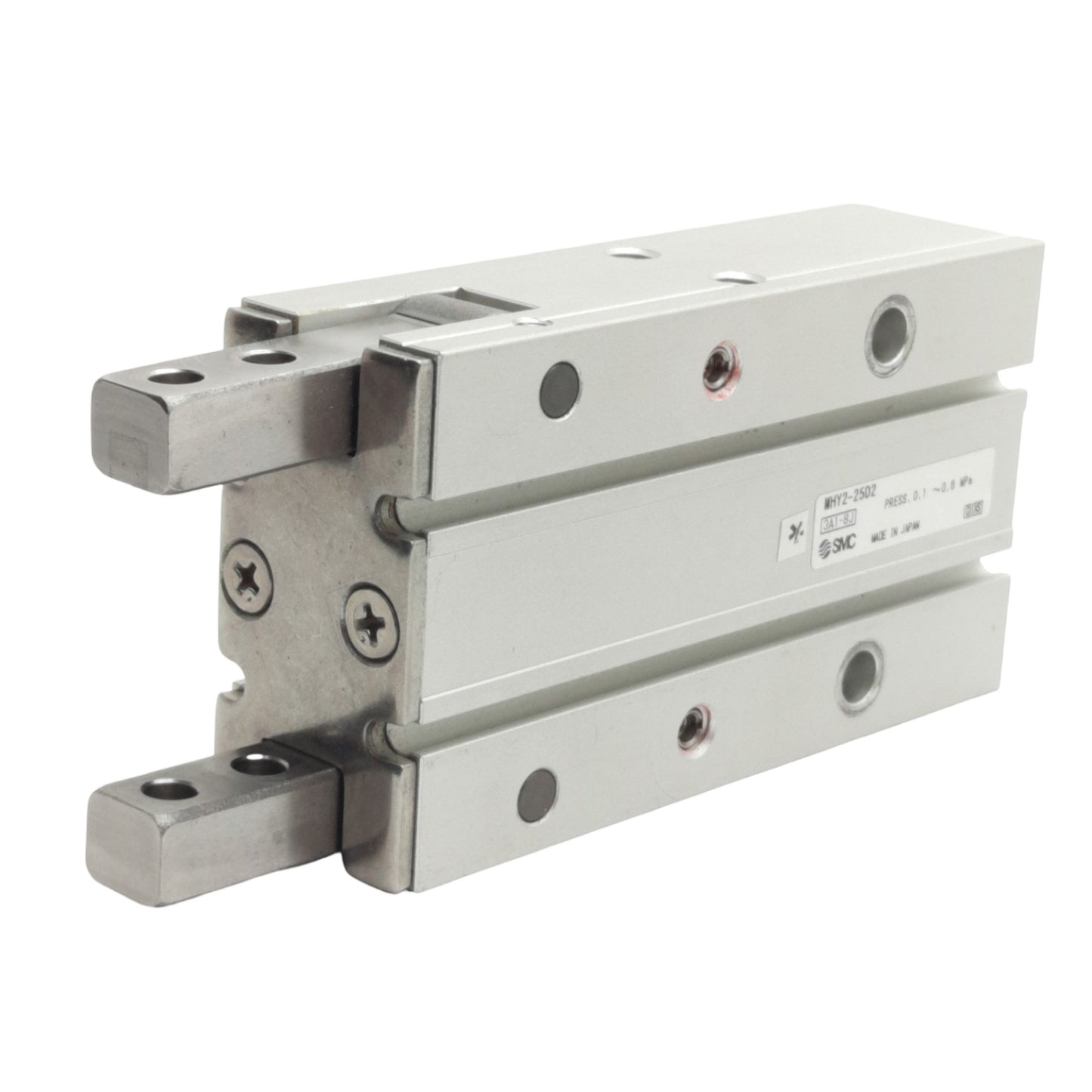Used SMC MHY2-25D2 Pneumatic Gripper, 180 Degree, Bore: 25mm, 0.1-0.6MPa, M5 Ports