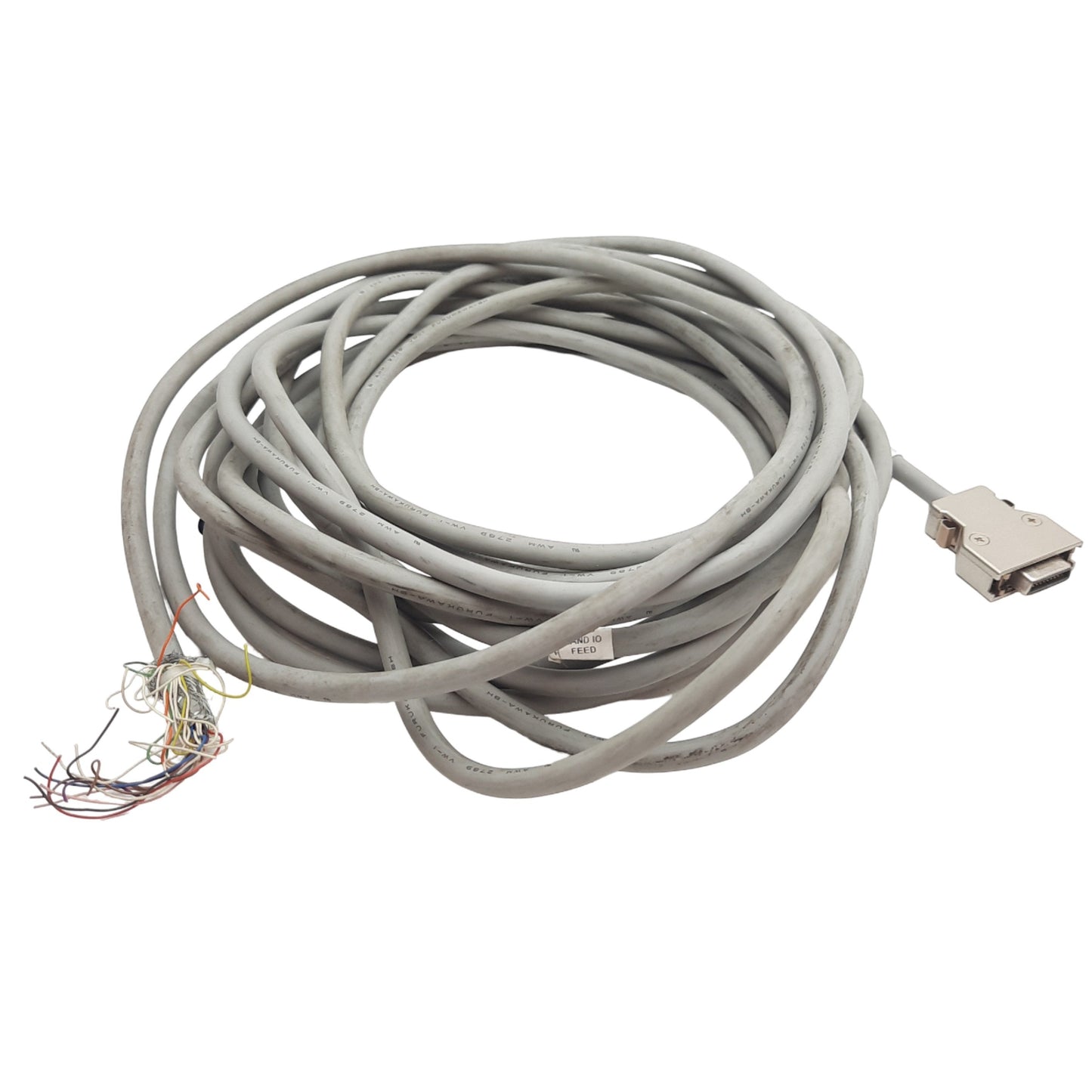 Used Denso 410141-1750 Robot Controller I/O Cable For "HAND I/O" 20-Pins, 8m Length