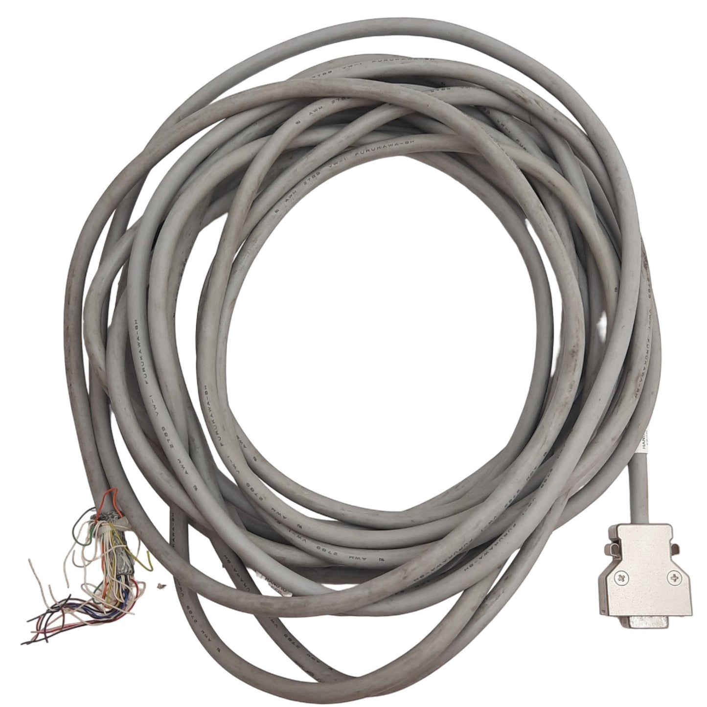Used Denso 410141-1750 Robot Controller I/O Cable For "HAND I/O" 20-Pins, 8m Length