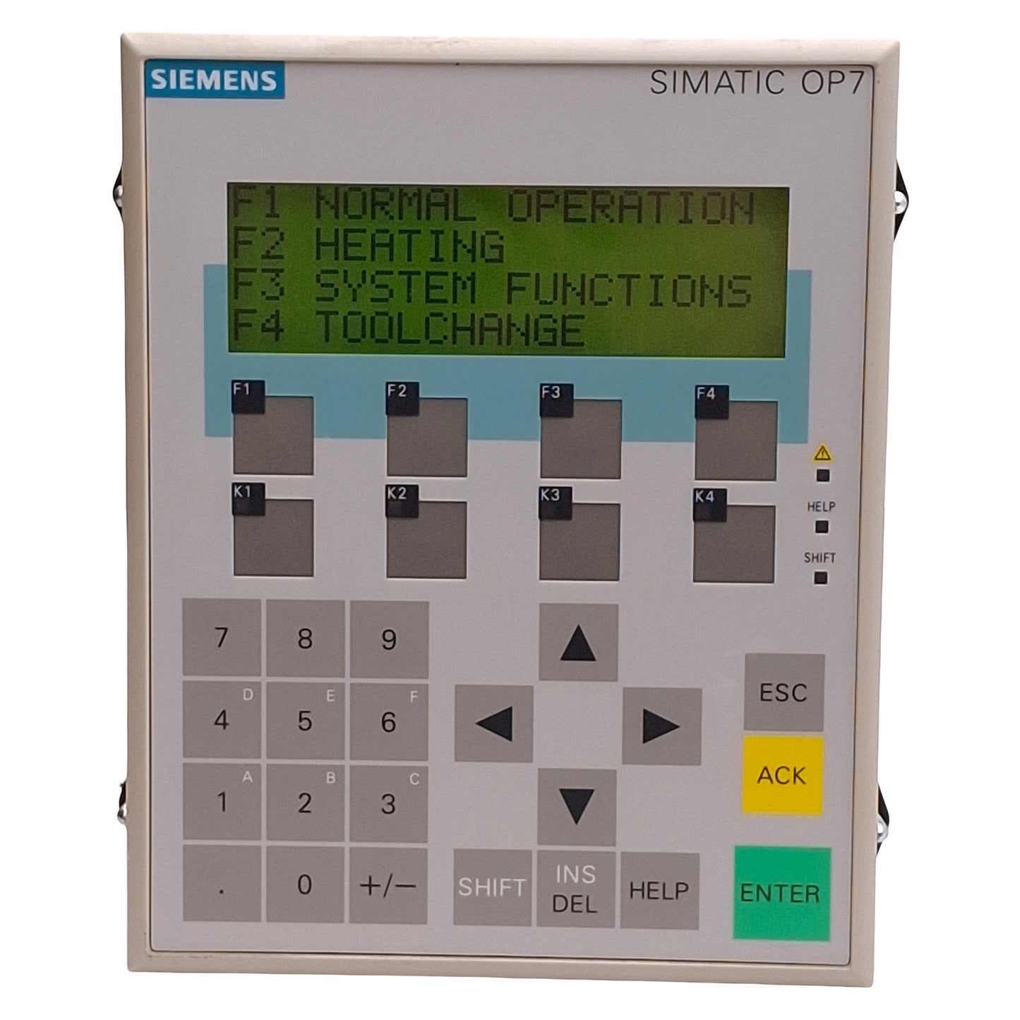 Used Siemens 6AV3 607-1JC20-0AX1 Simatic OP7 Operator Panel 4-Line 20-Character 24VDC