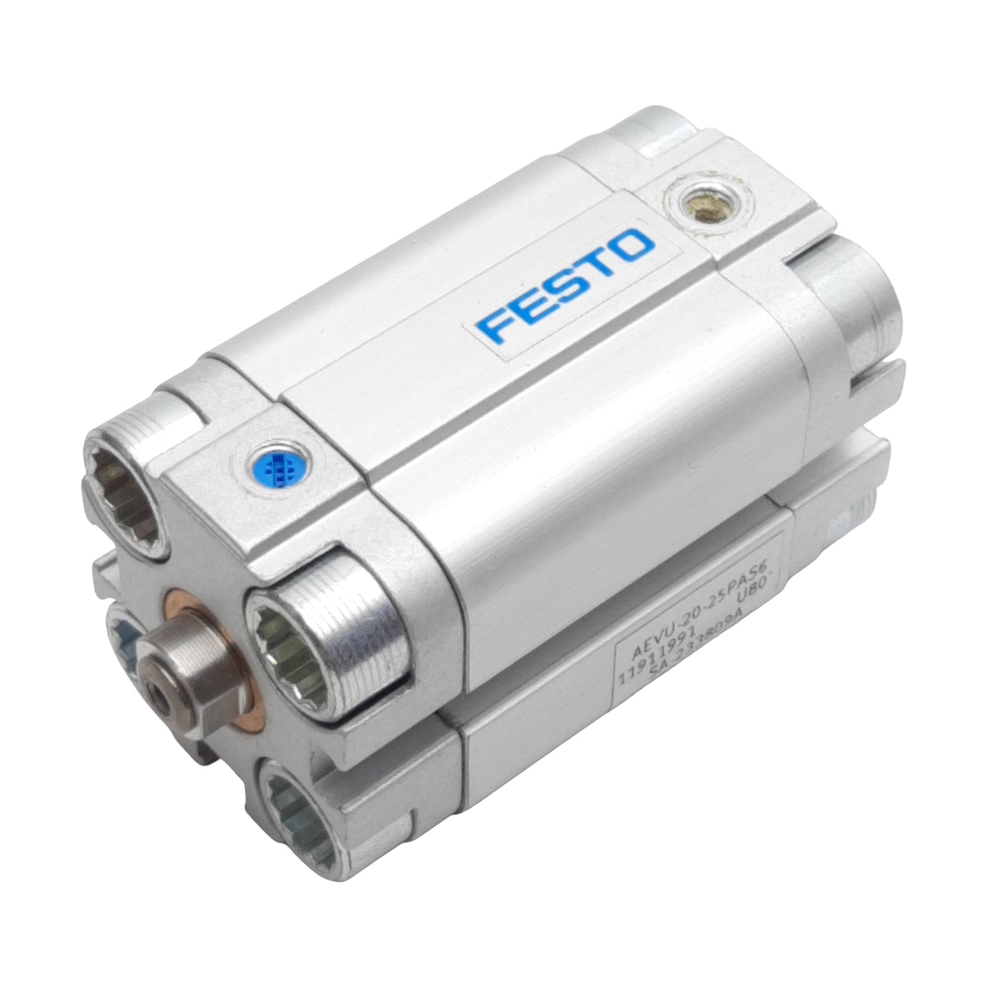 Used Festo AEVU-20-25PAS6 Compact Cylinder, ø20mm Bore, 25mm Stroke, 10bar, M5
