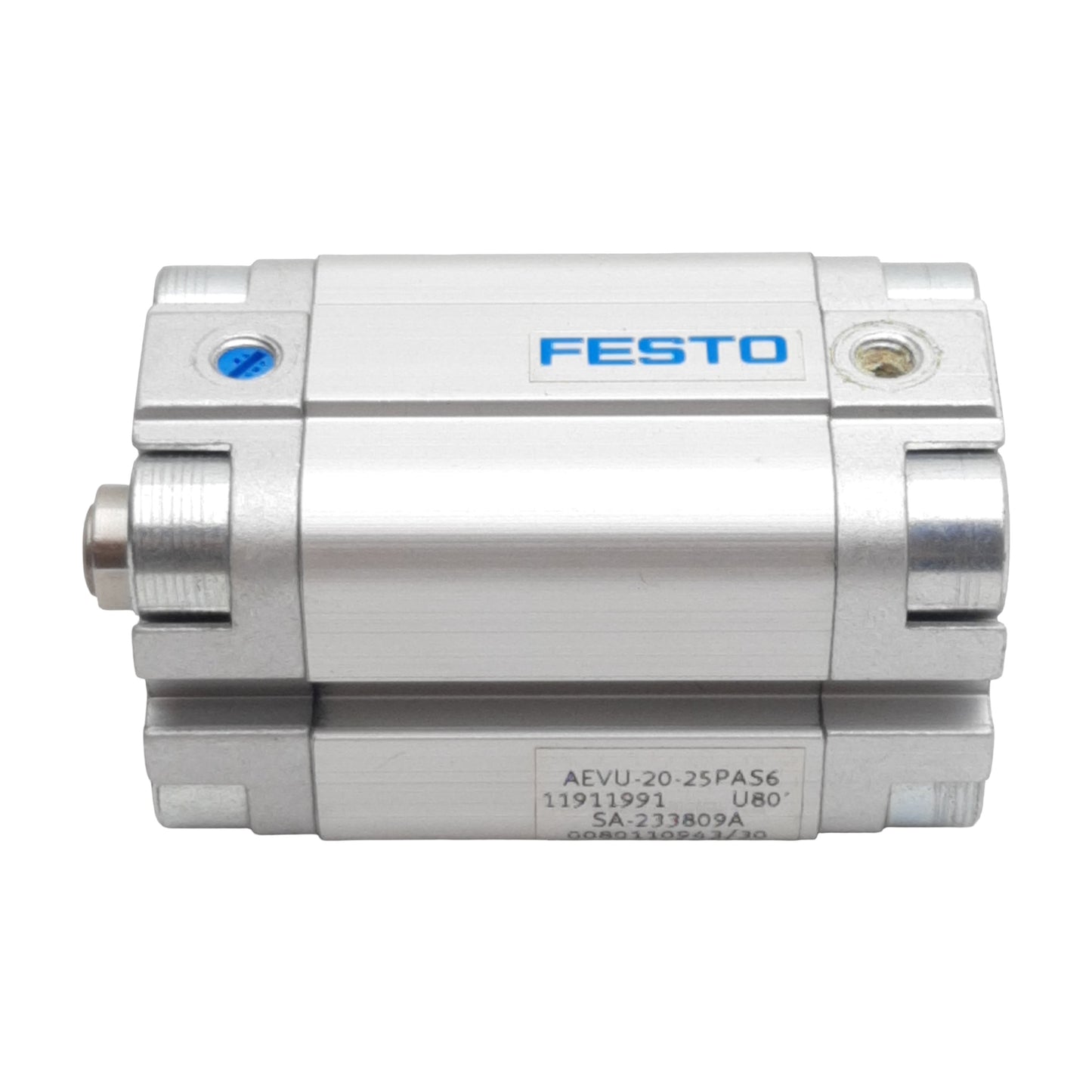 Used Festo AEVU-20-25PAS6 Compact Cylinder, ø20mm Bore, 25mm Stroke, 10bar, M5