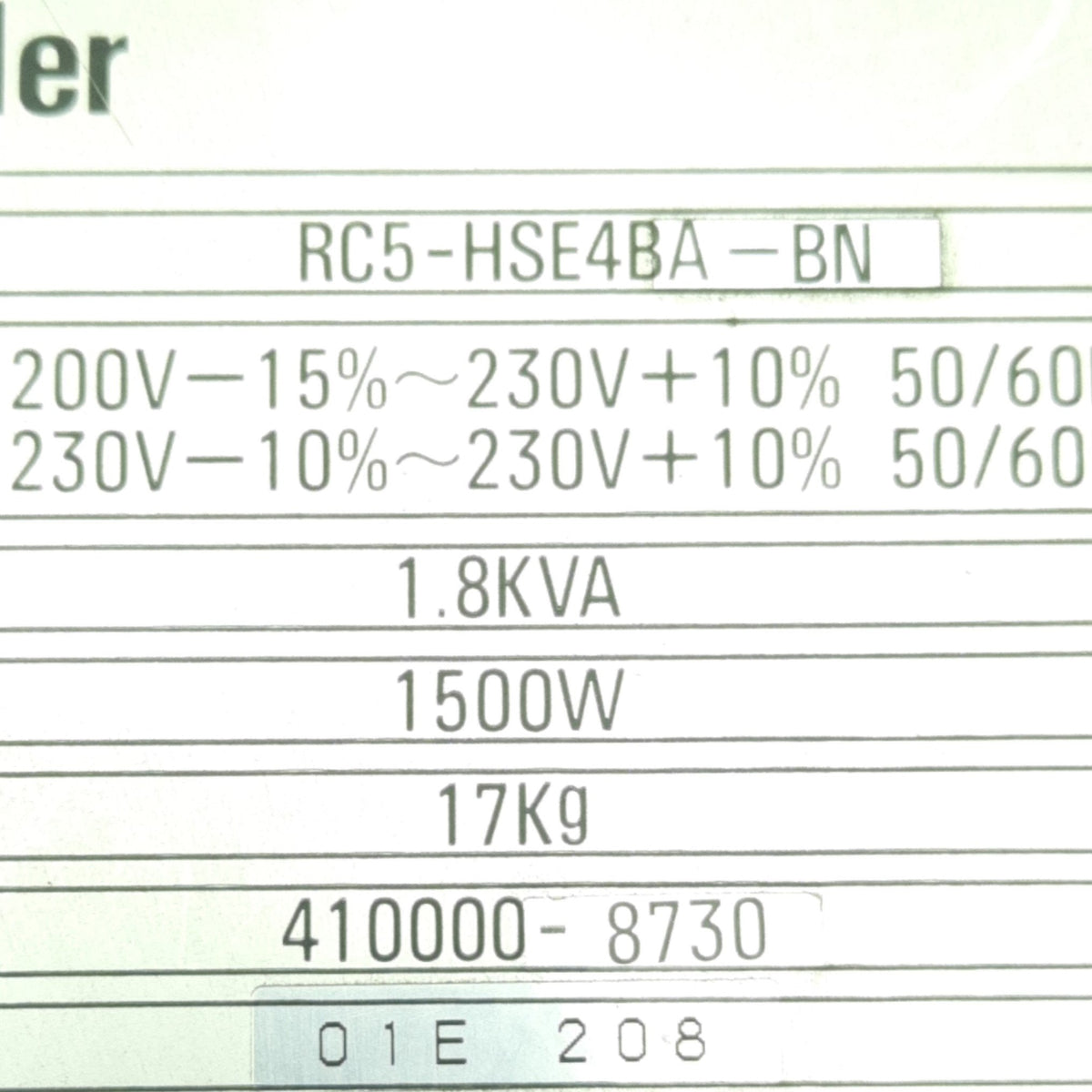 Used Denso RC5-HSE4BA-BN Robot Controller For SCARA Robot System, 1/3-Phase, 230VAC