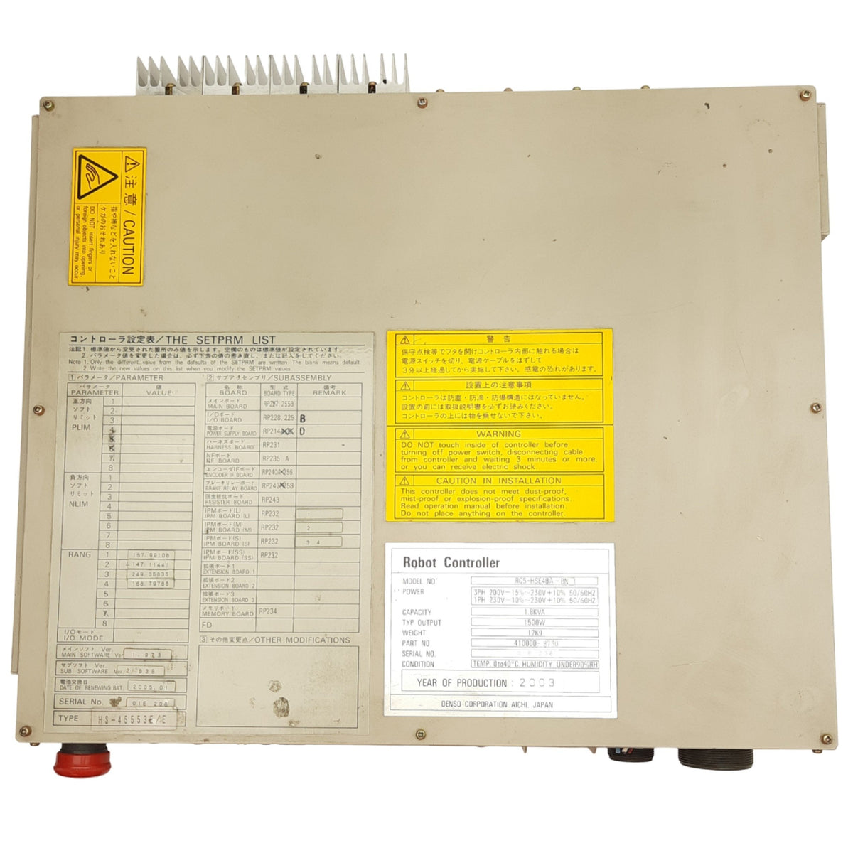 Used Denso RC5-HSE4BA-BN Robot Controller For SCARA Robot System, 1/3-Phase, 230VAC