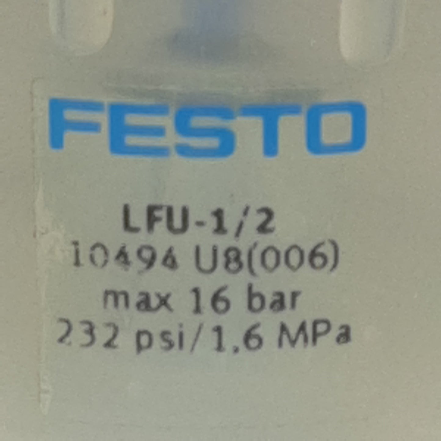 Used Festo LFU-1/2 10494 Filter Silencer, G1/2in, 1µm Filtration, 6000l/min, 16bar