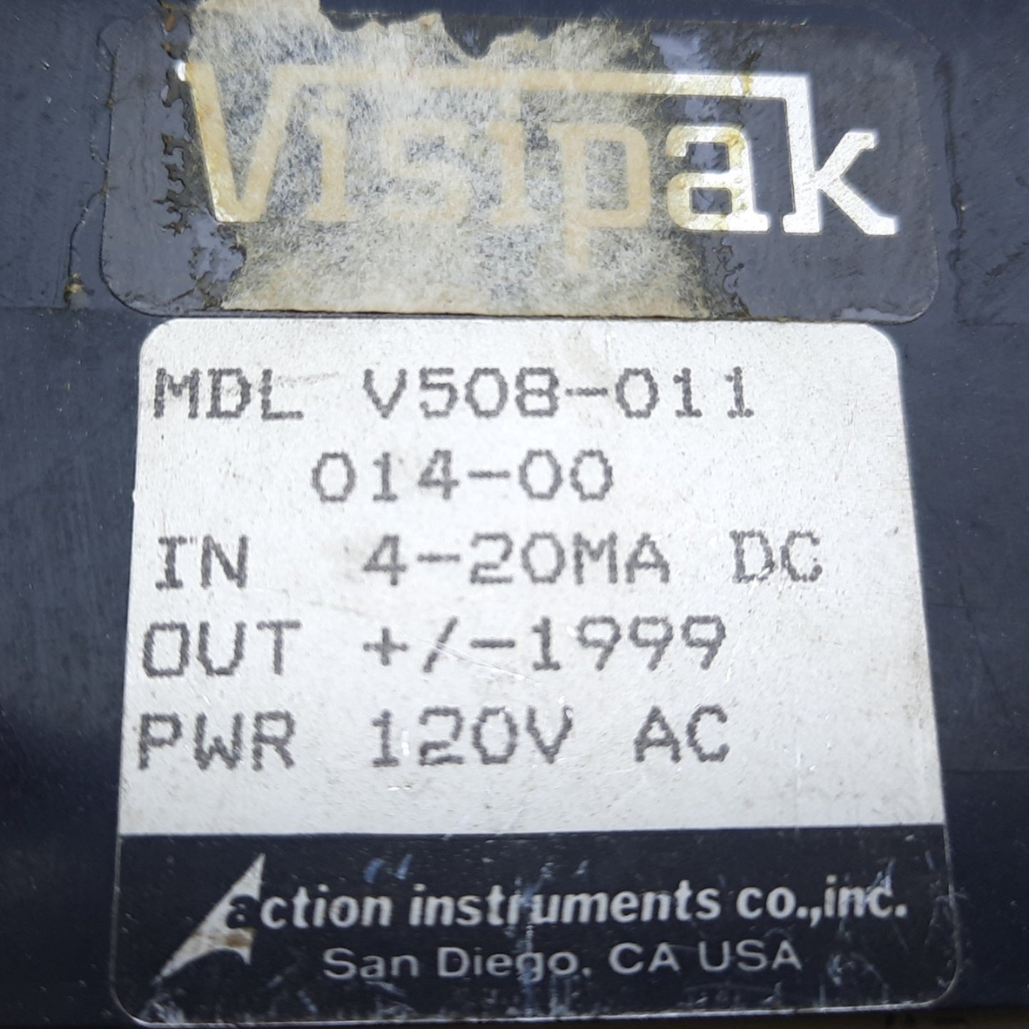 Used Action Instruments V508-011-014-00 Digital Process Indicator, Power 120VAC