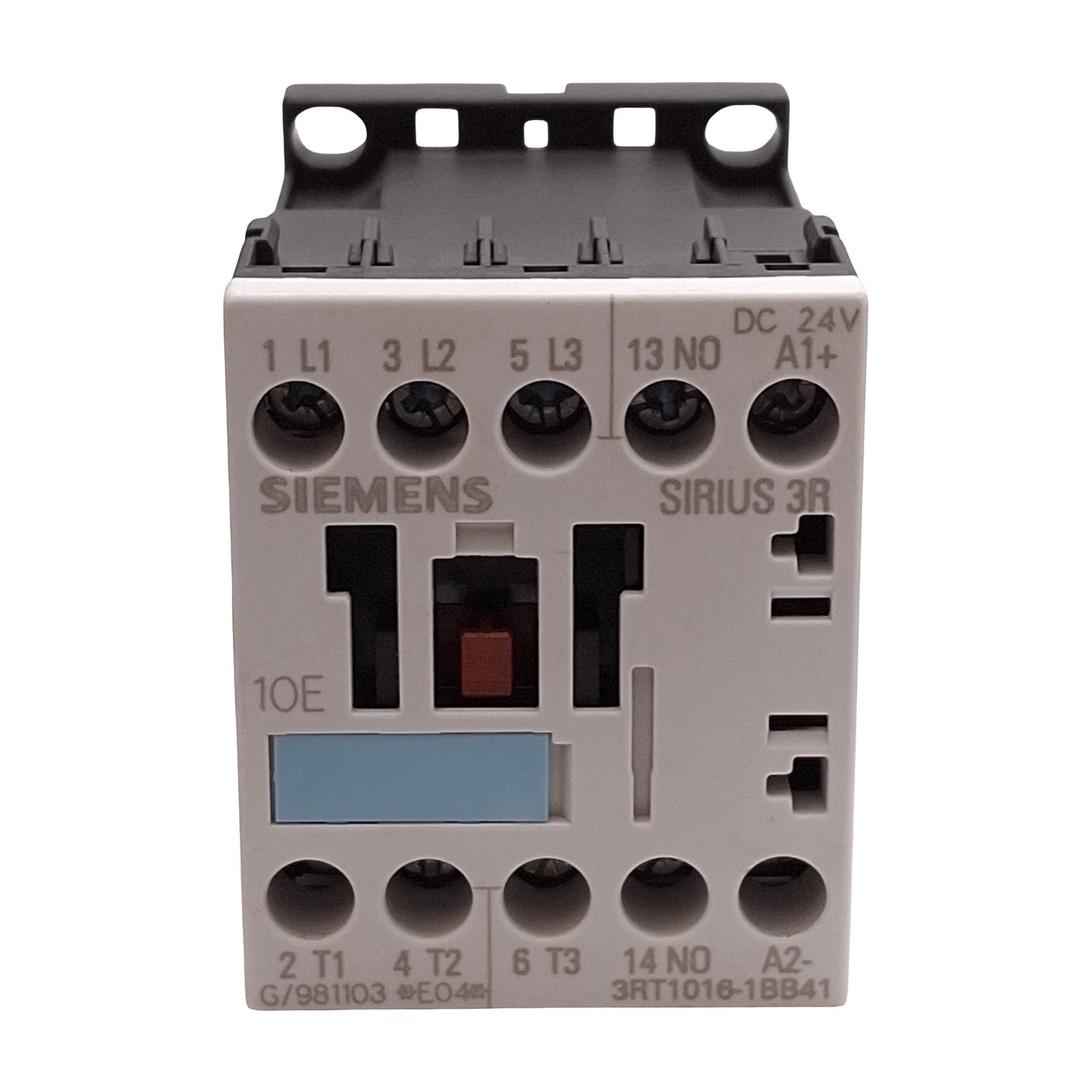 Used Lot of 2 Siemens 3RT1016-1BB41 Contactor, 3P+NO Aux, 4kW @ 400VAC 9A, 24VDC Coil