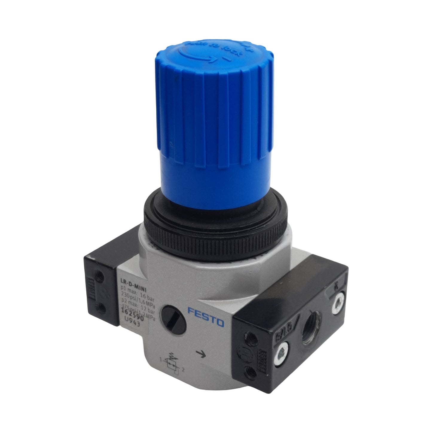 Used Festo LR-1/8-D-O-MINI 162590 Pressure Regulator, G1/8in, 800l/min, 0.5-12bar