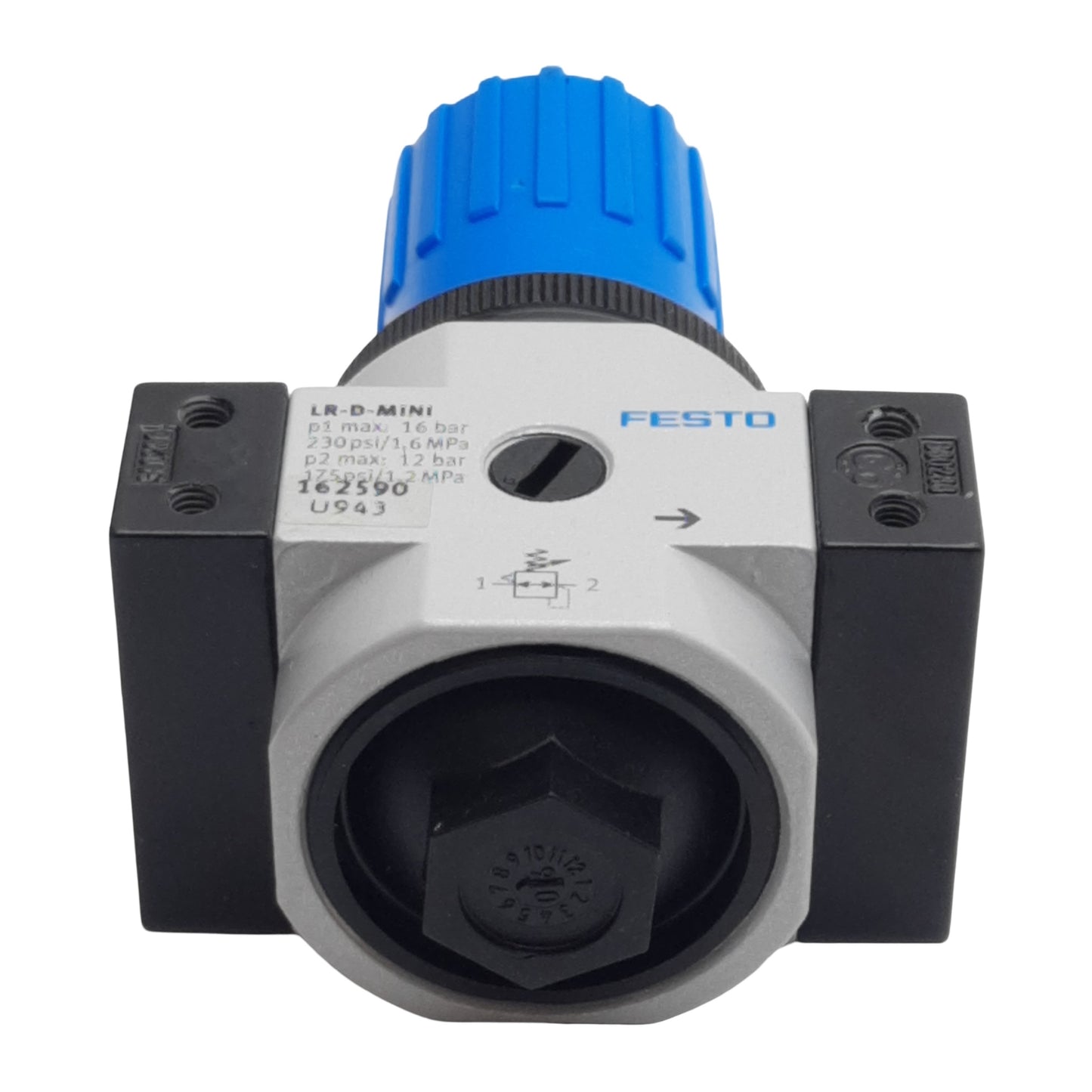 Used Festo LR-1/8-D-O-MINI 162590 Pressure Regulator, G1/8in, 800l/min, 0.5-12bar