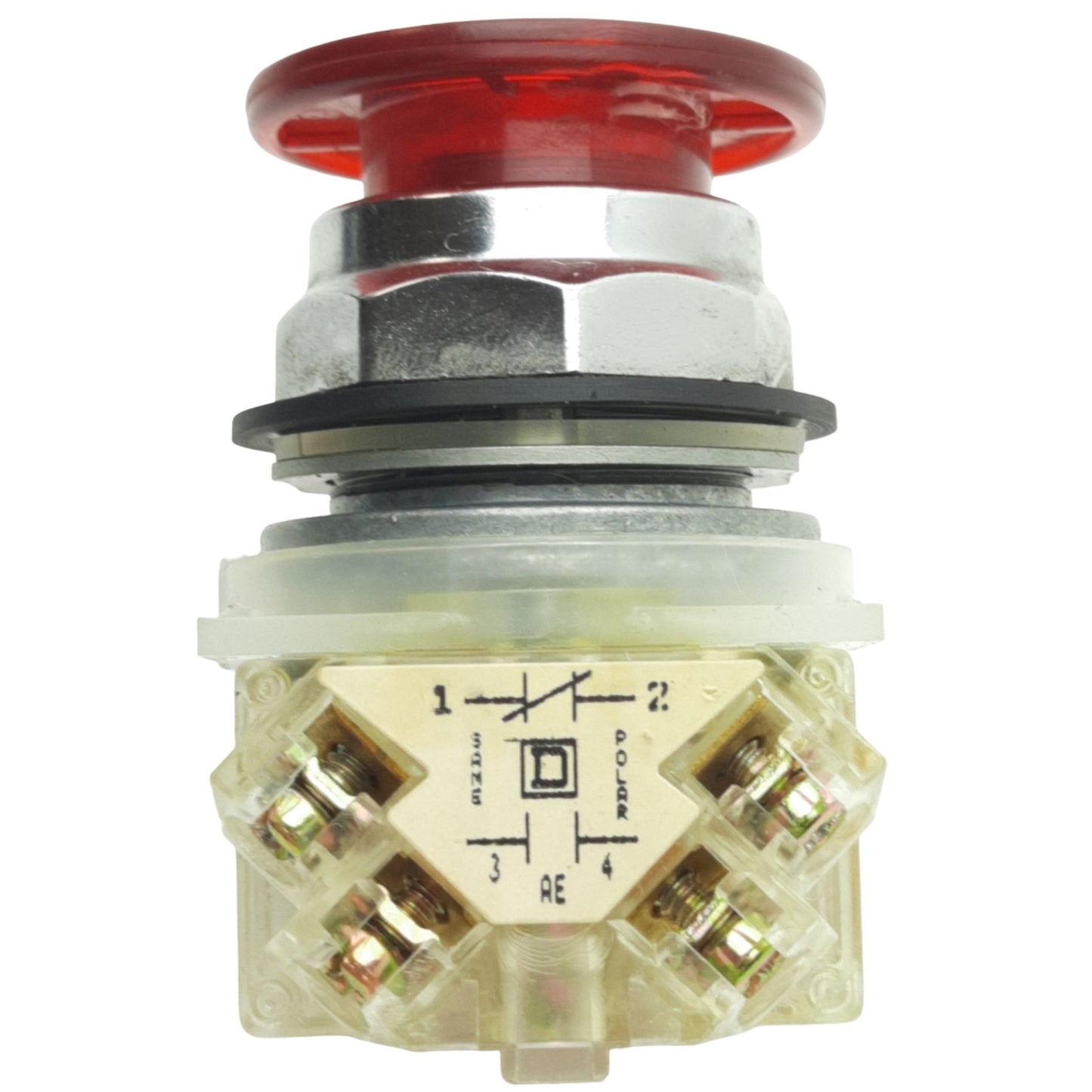 Used Schneider Electric 9001SKR9RH13 Red Maintained Push/Pull Button ø30mm, 1NO+1NC