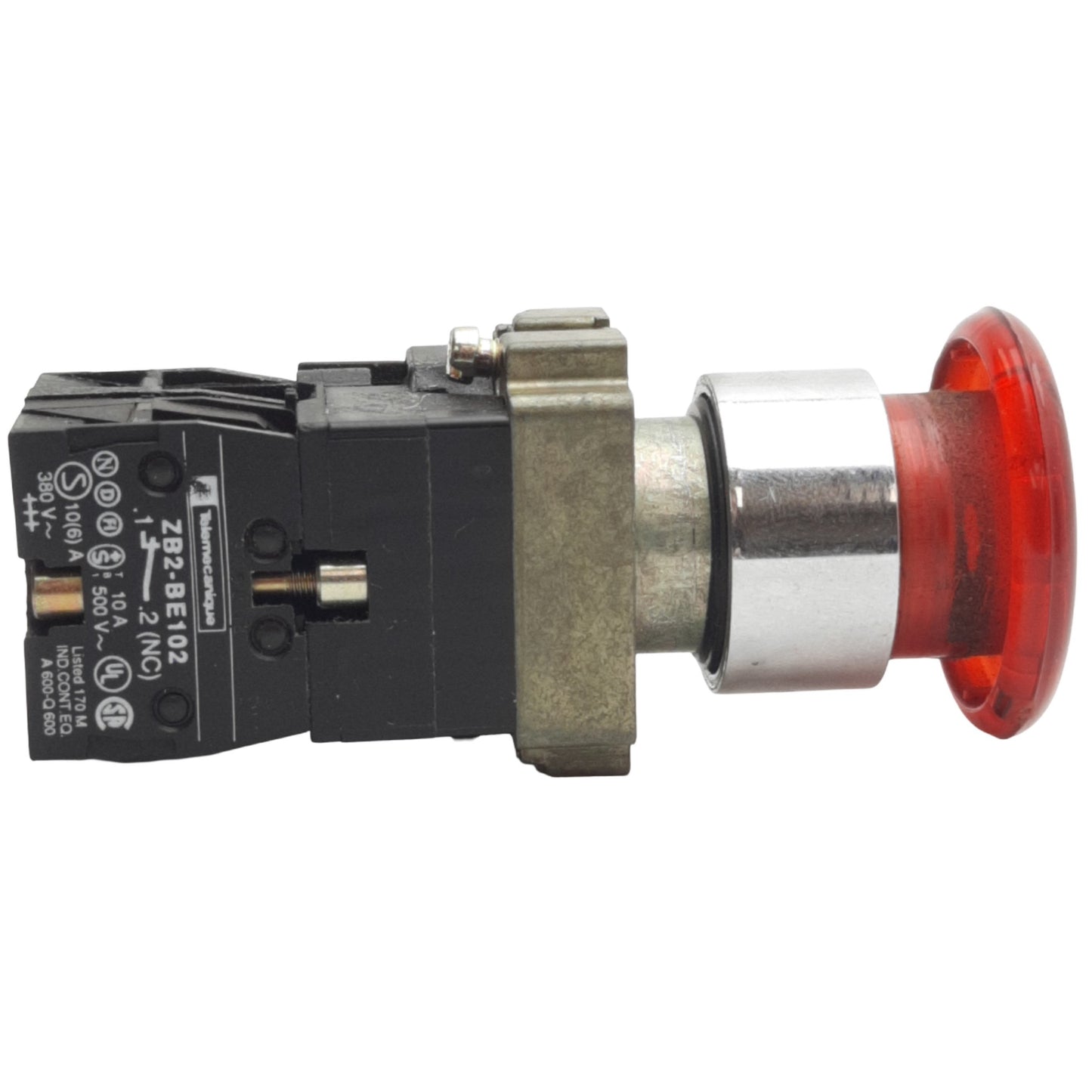 Used Schneider Electric ZB4BW643 Illuminated Momentary E-Stop Button ø22mm, 1NO+1NC
