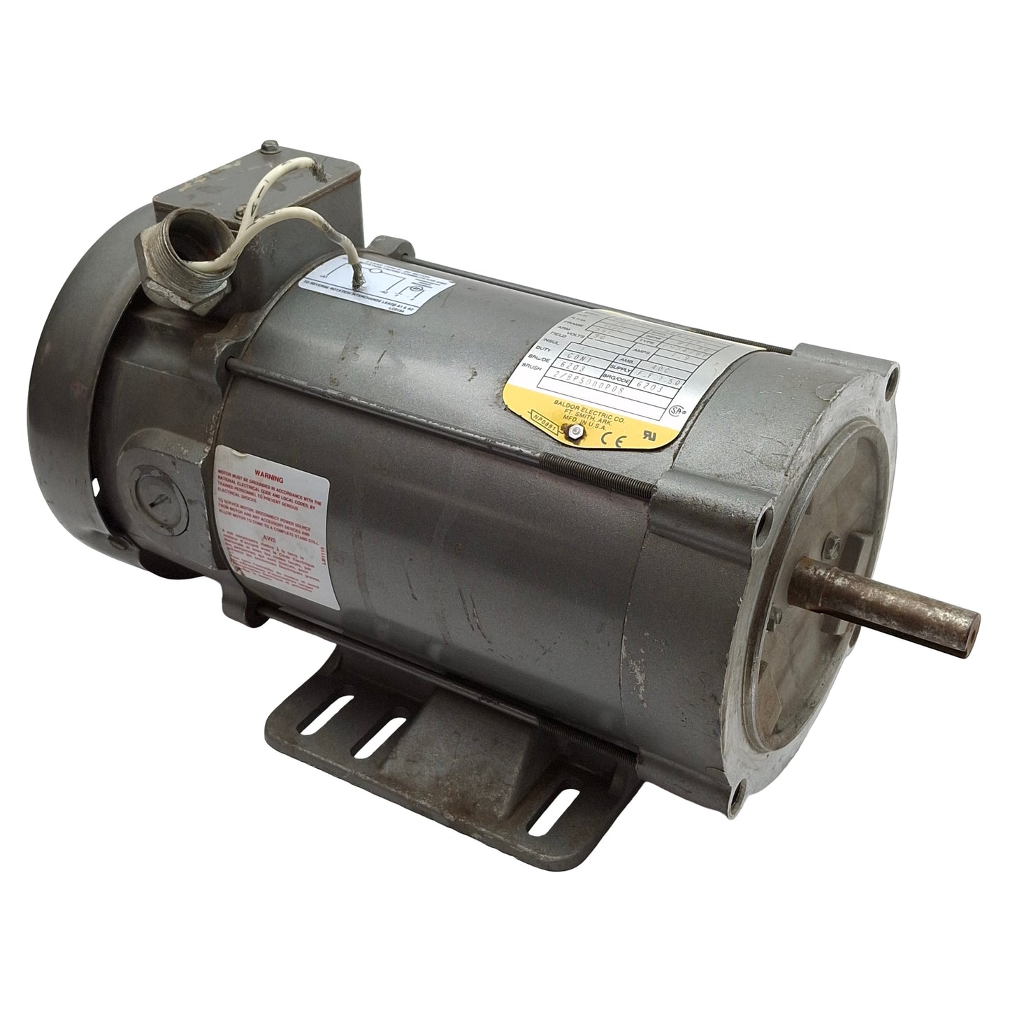 Used Baldor CDP3440 DC Motor, 0.75HP 90VDC 7.9A, 1750RPM, ø5/8in Shaft, 56C Frame