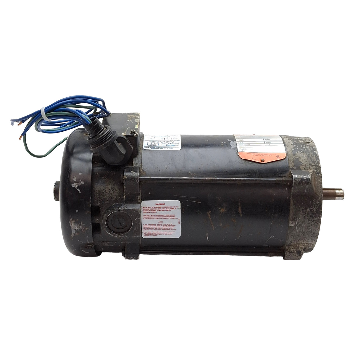 Used Fincor 9210009TFB DC Motor, 1HP 90VDC 10A, 1750RPM, ø5/8in Shaft, 56C Frame