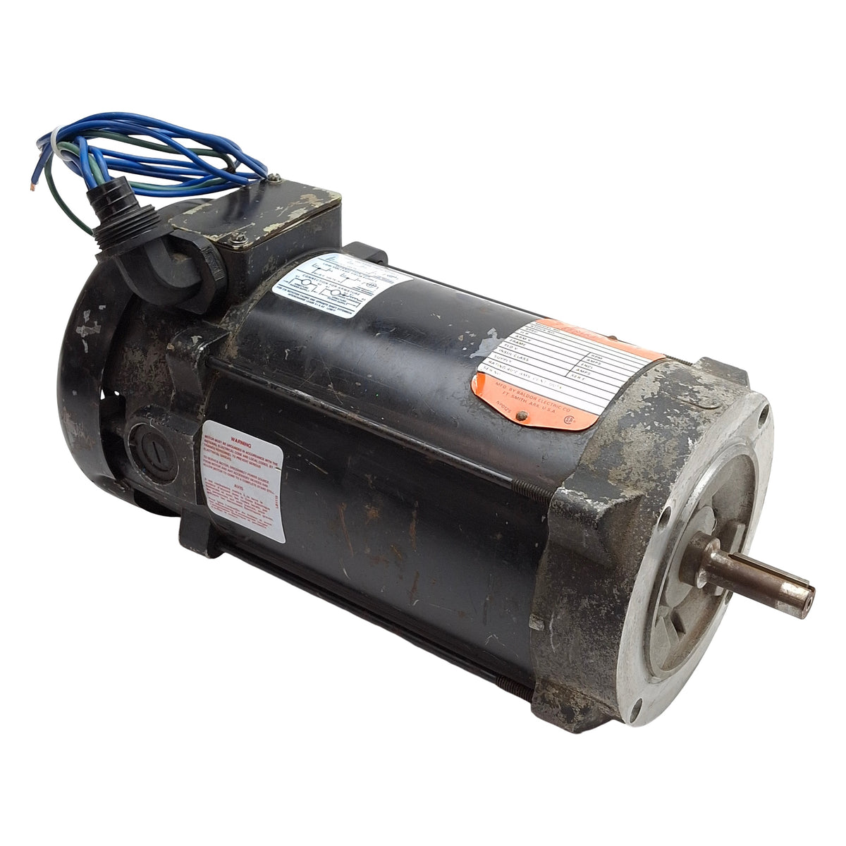 Used Fincor 9210009TFB DC Motor, 1HP 90VDC 10A, 1750RPM, ø5/8in Shaft, 56C Frame