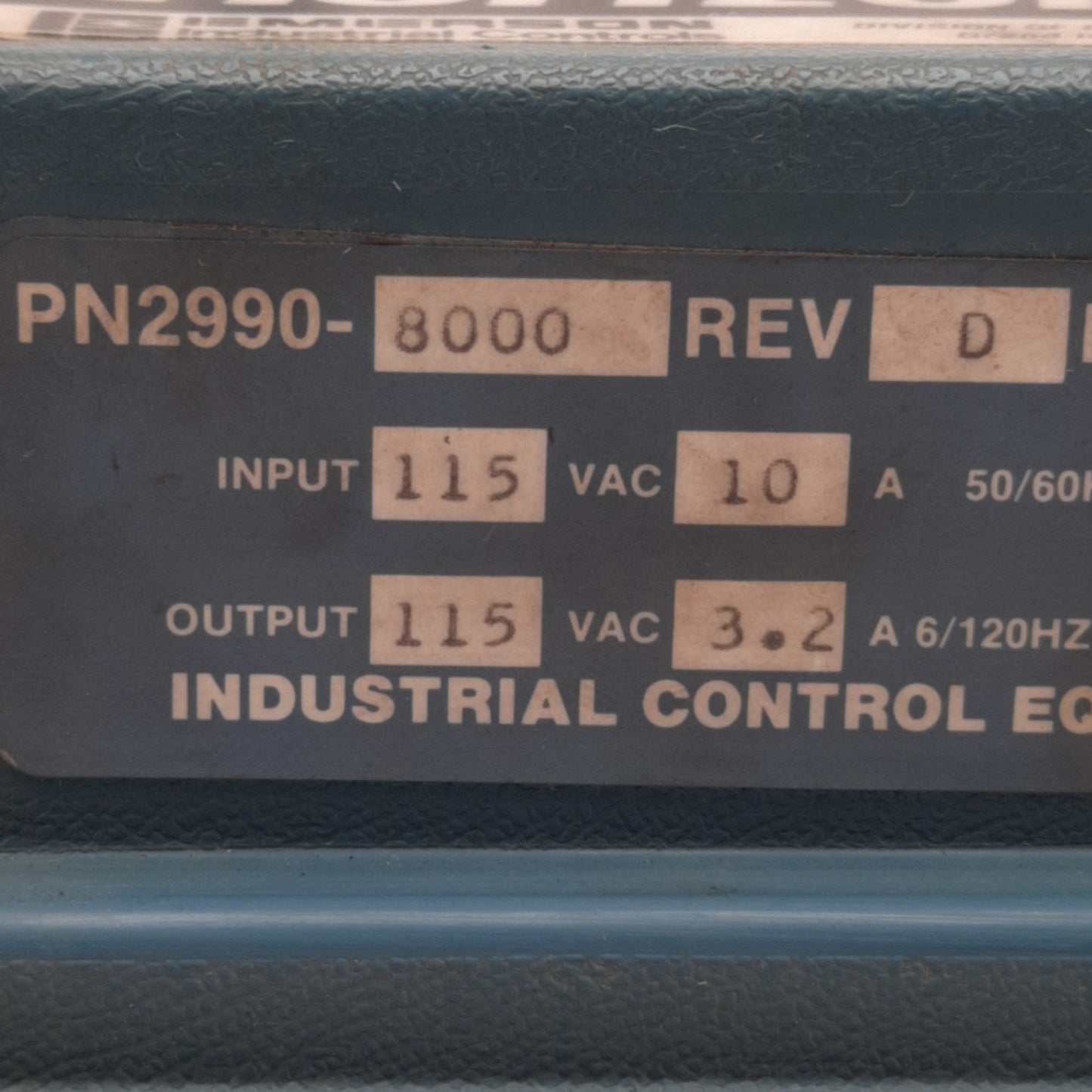Used Emerson 2990-8000 AC Motor Speed Controller 115VAC 10A Input, 115VAC 3.2A Output