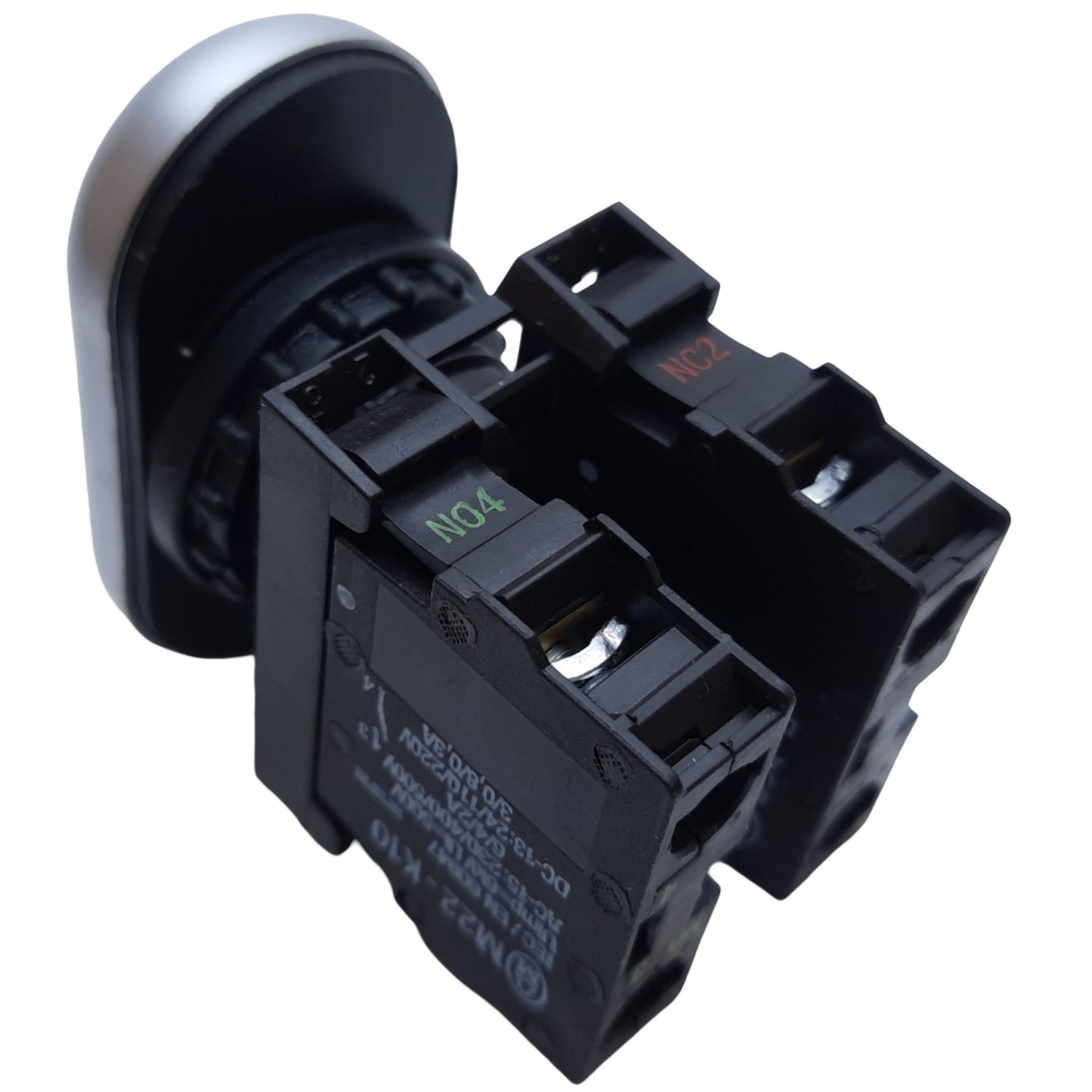 Used Eaton M22-DDLF-WS-X1-X0-K10/K01 I/O Double Pushbutton, LED, Momentary, 1NO-1NC