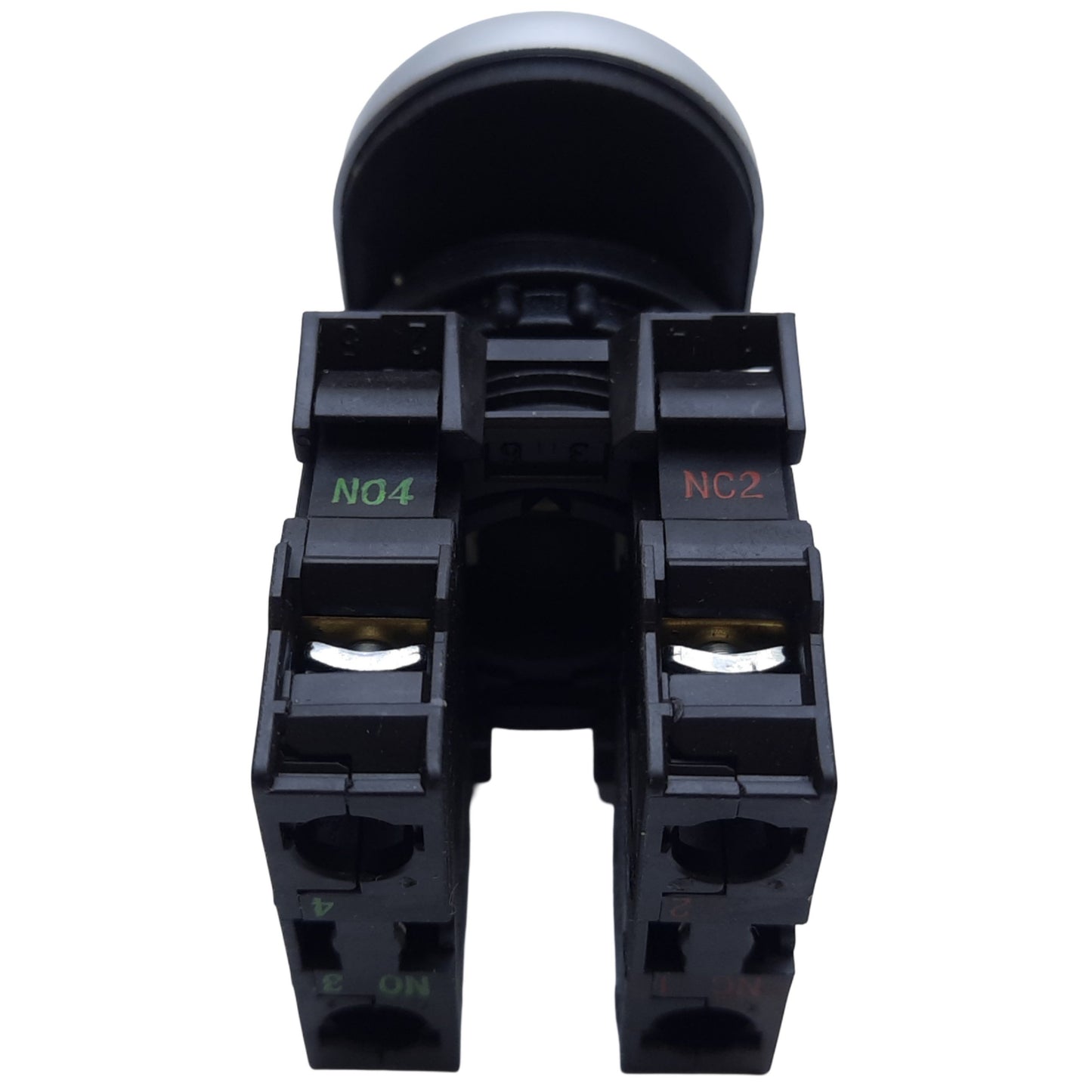 Used Eaton M22-DDLF-WS-X1-X0-K10/K01 I/O Double Pushbutton, LED, Momentary, 1NO-1NC