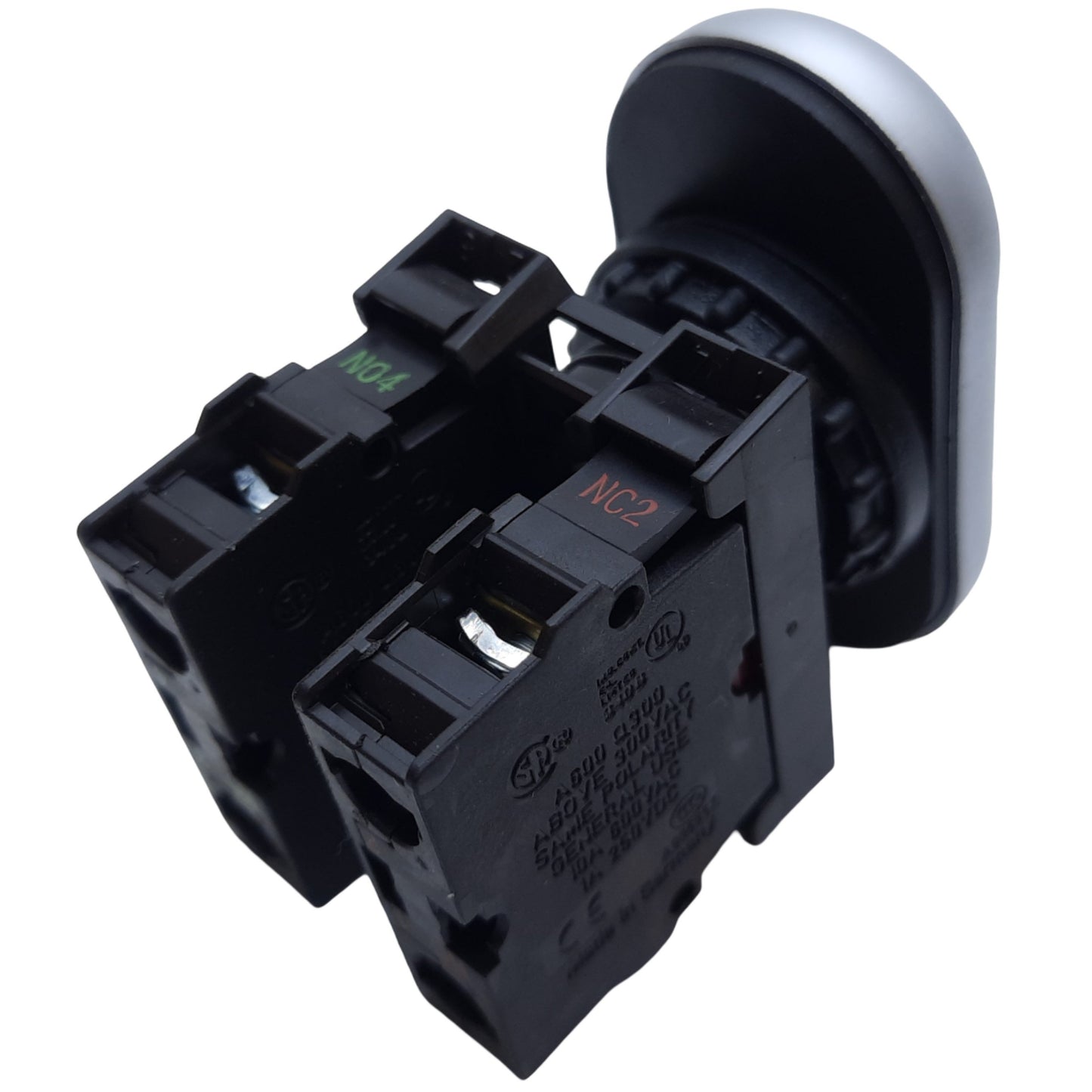 Used Eaton M22-DDLF-WS-X1-X0-K10/K01 I/O Double Pushbutton, LED, Momentary, 1NO-1NC
