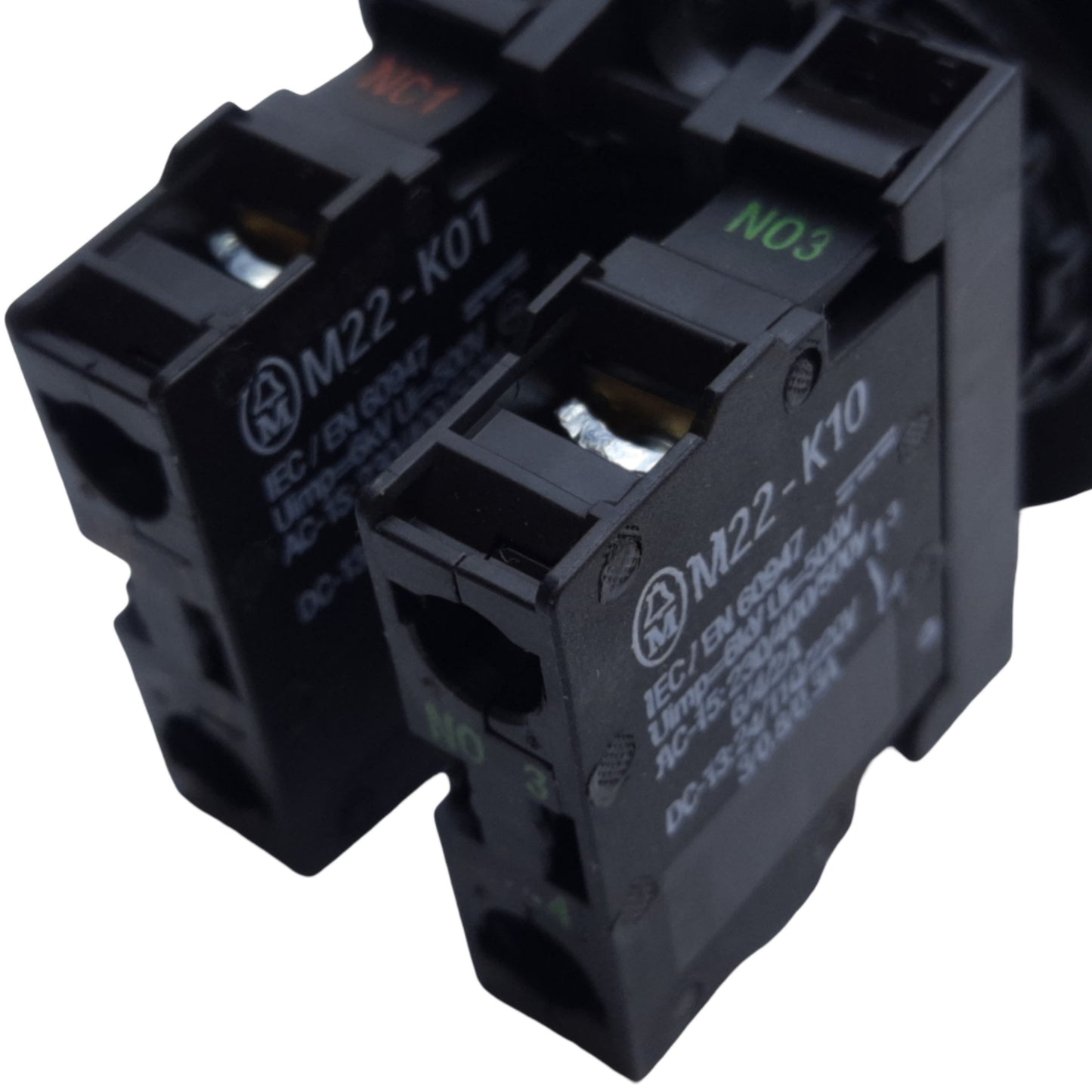 Used Eaton M22-DDLF-WS-X1-X0-K10/K01 I/O Double Pushbutton, LED, Momentary, 1NO-1NC