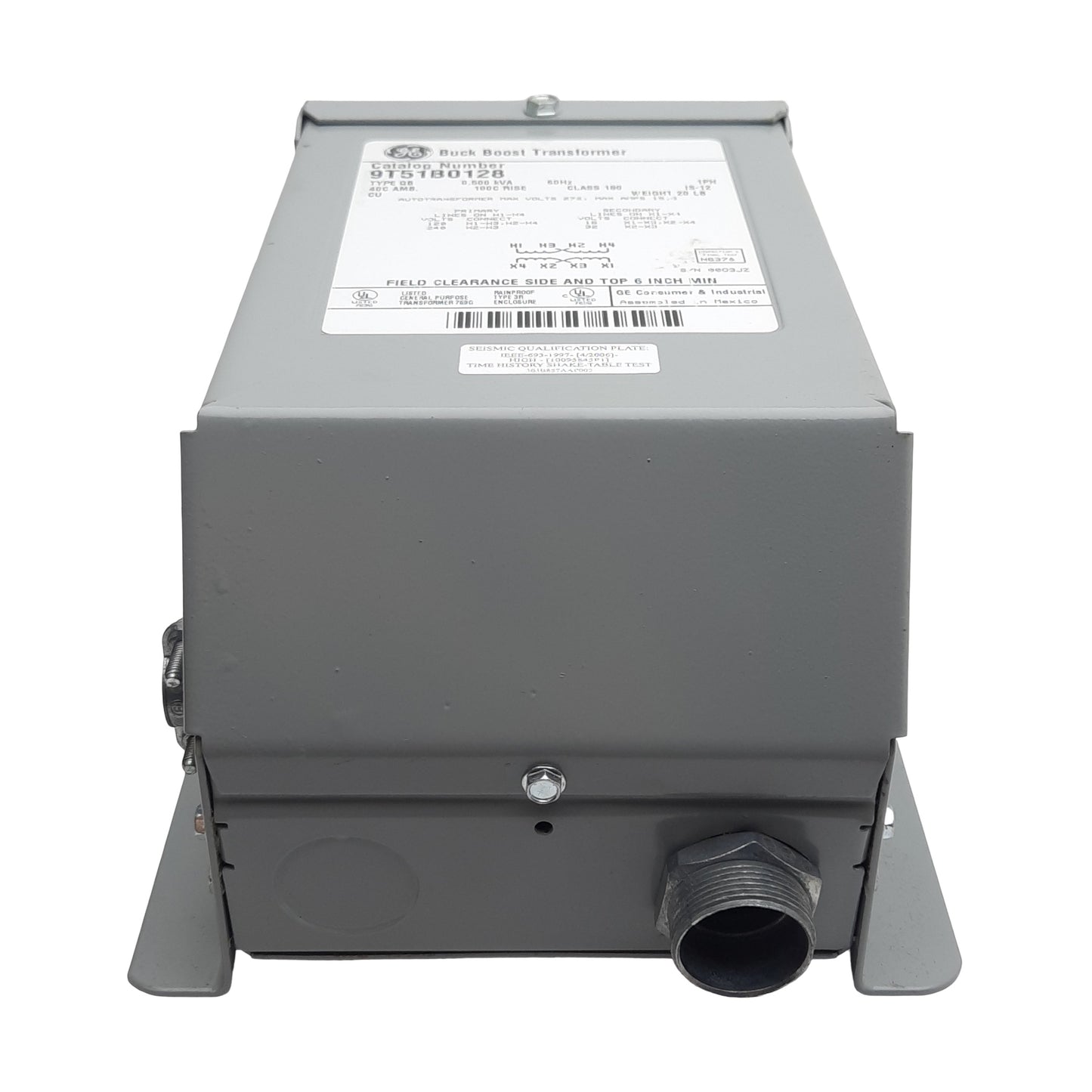 Used General Electric 9T51B0128 Buck Boost Transformer, 120/240VAC Pri, 16/32VAC Sec