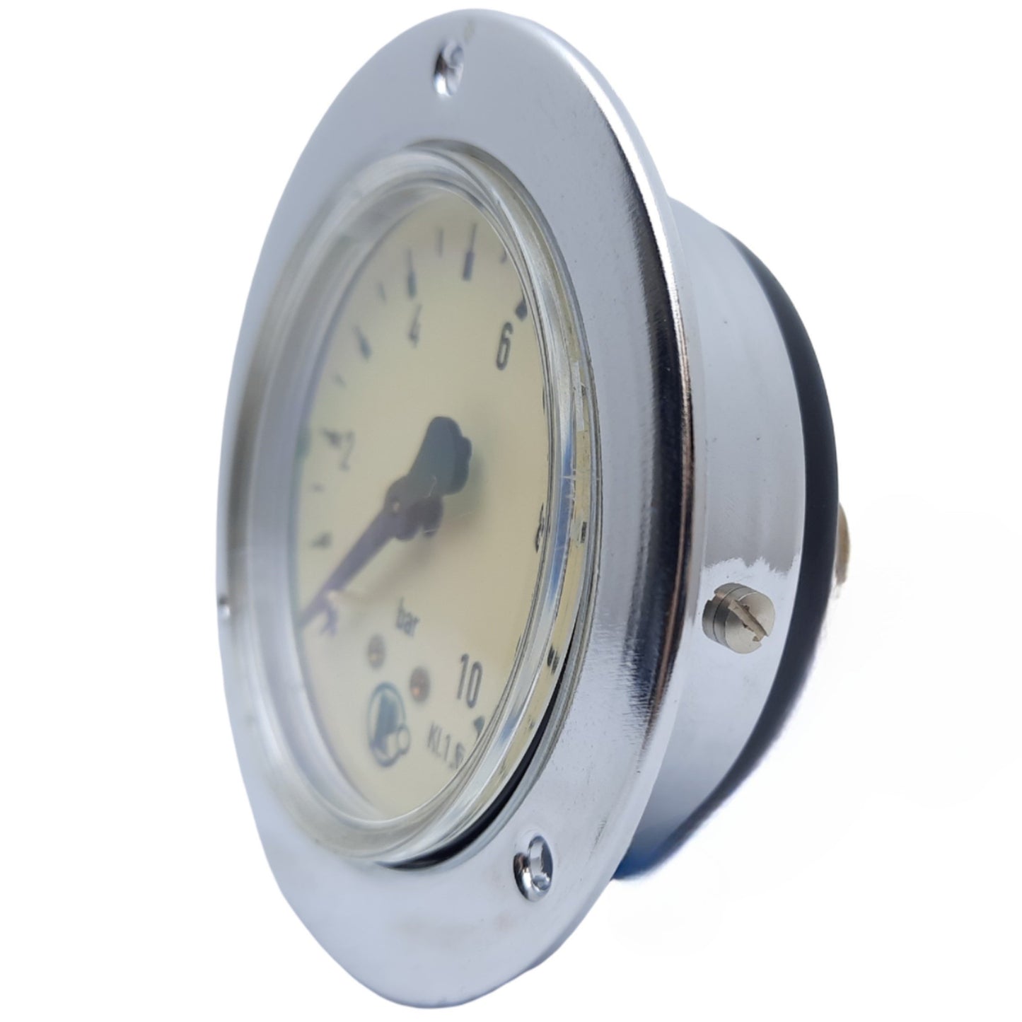Used Riegler 101875 306/63 Pressure Gauge w/ Front Ring, Range 0-10 bar, G 1/4, ø63mm