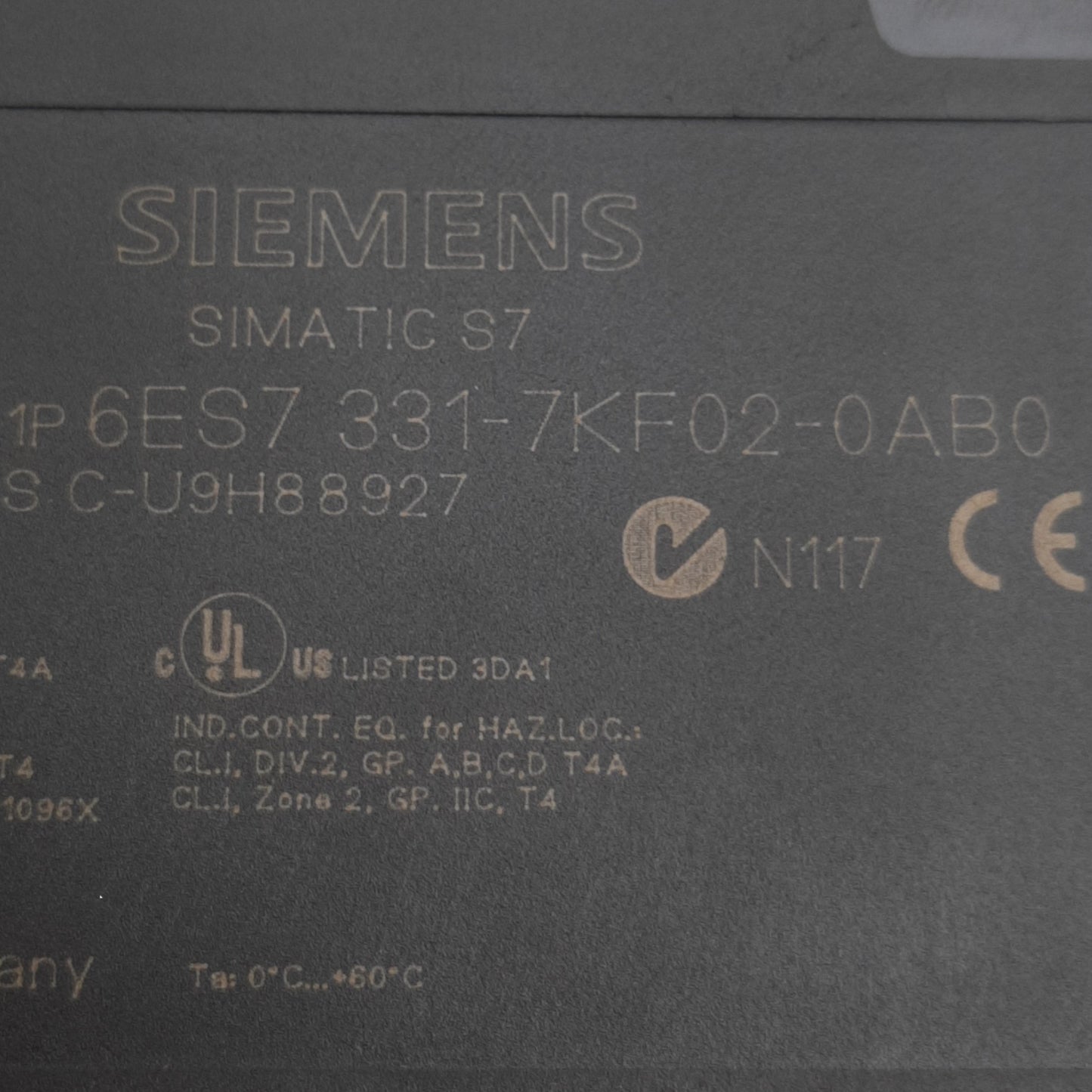 Used Siemens 6ES7 331-7KF02-0AB0 SIMATIC S7 Analog Input Module 8AI, 24VDC, 30mA