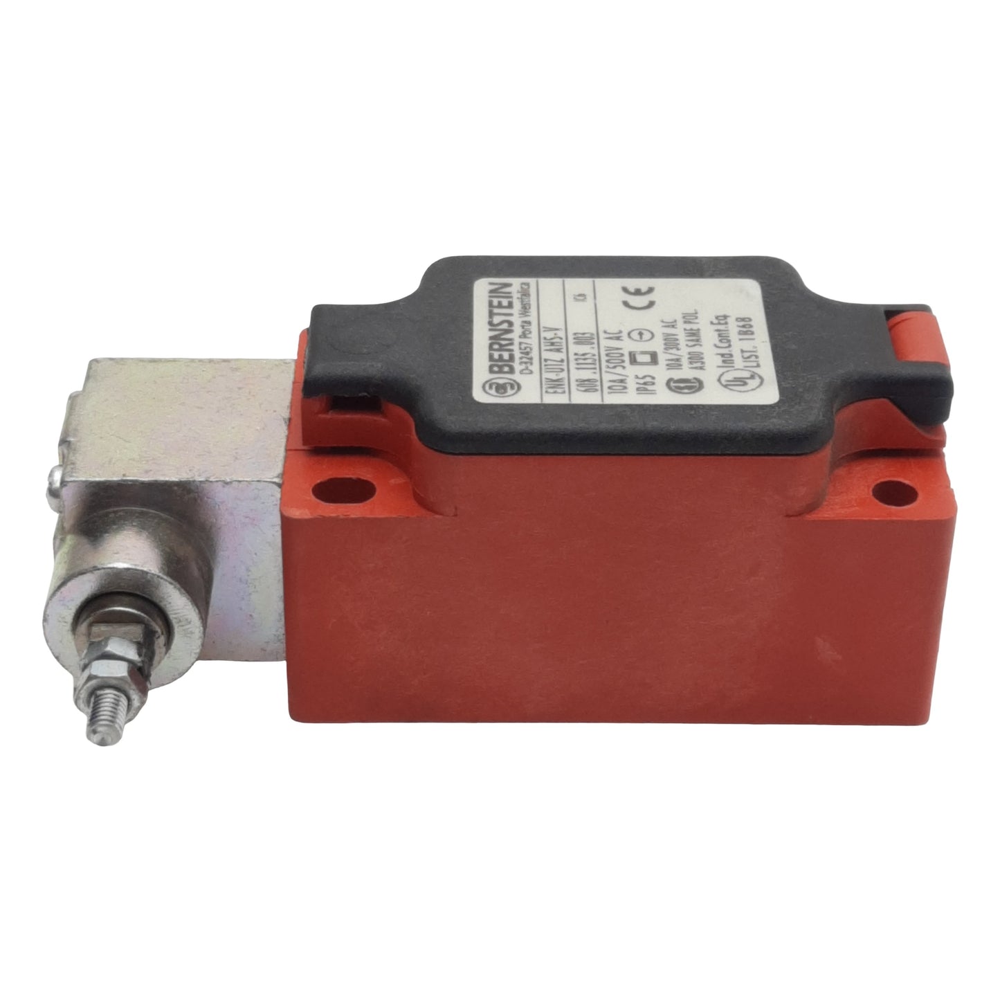 Used Bernstein ENK-U1Z-AHS-V Limit Switch, NO + NC, 10A 500VAC, *Modified Actuator*