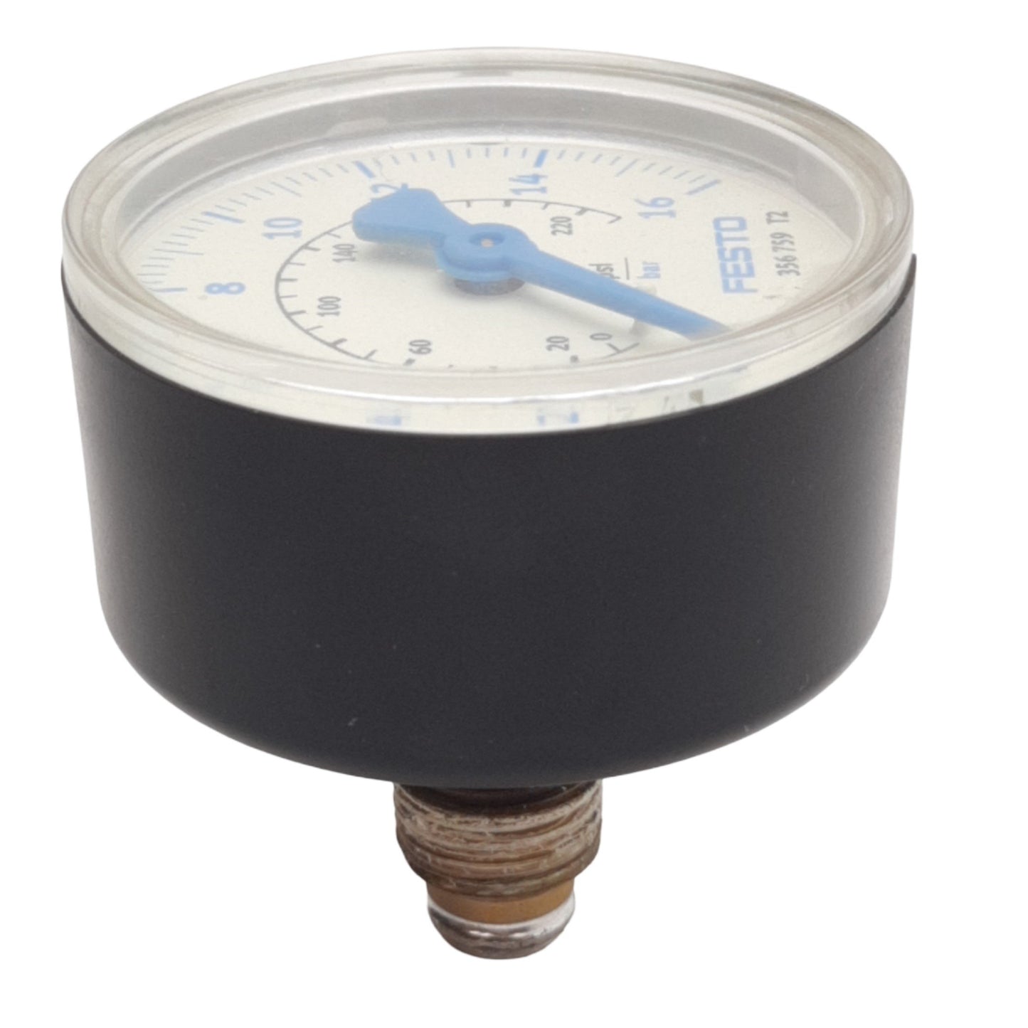 Used Festo 356759 Pneumatic Pressure Gauge 0-232psi Range, G1/4 Connector, ø1.9in