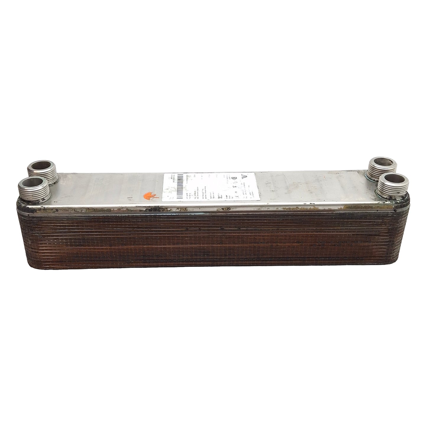 Used GEA WTT WP24-34 Brazed Plate Heat Exchanger, 1.12L Primary 1.19L Secondary, 1" G