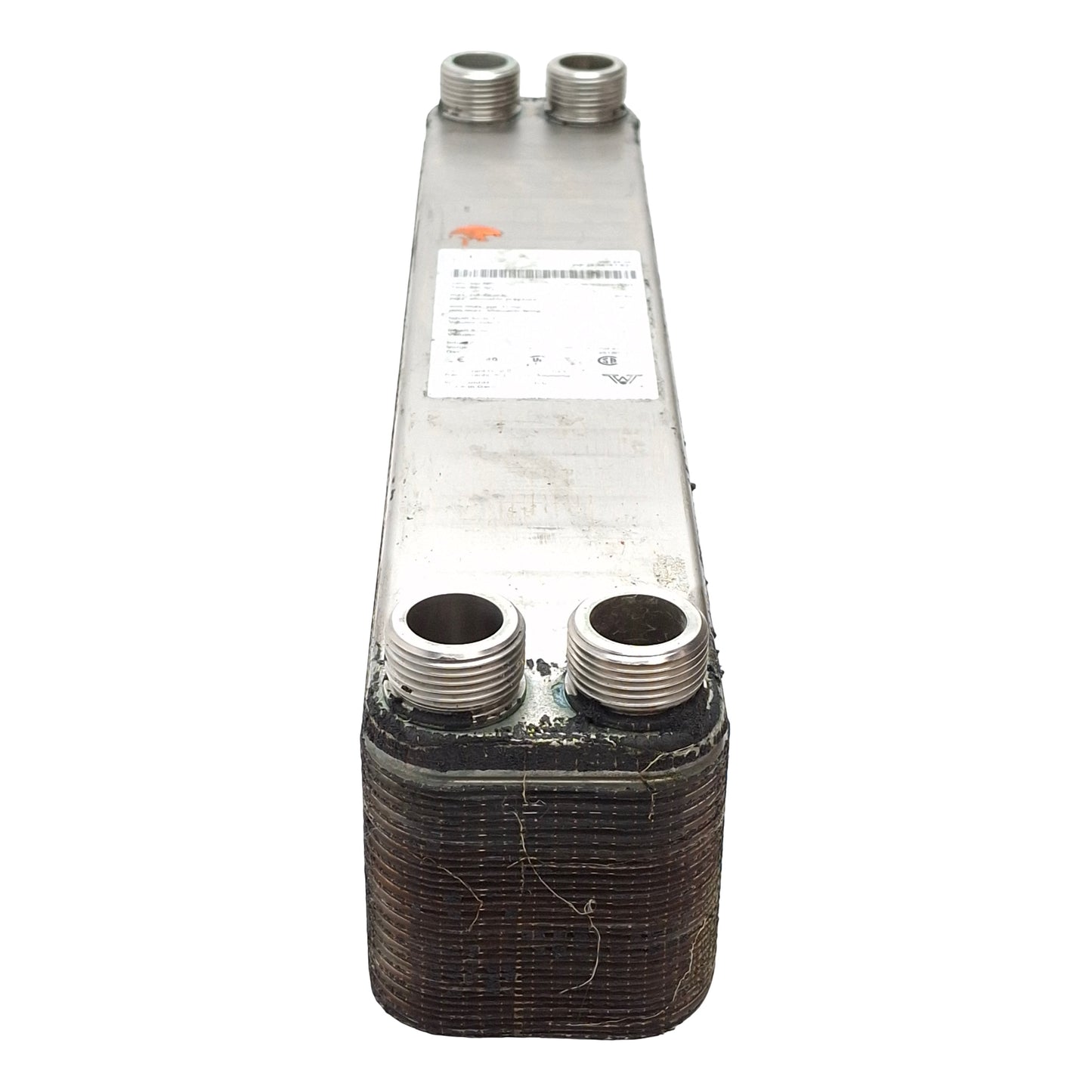 Used GEA WTT WP24-34 Brazed Plate Heat Exchanger, 1.12L Primary 1.19L Secondary, 1" G