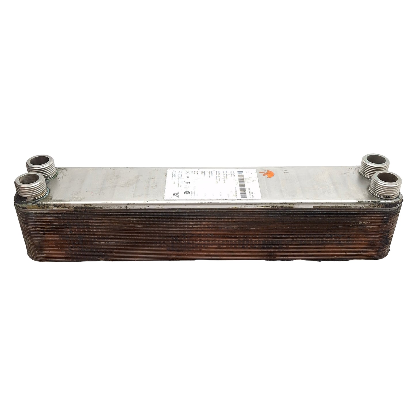 Used GEA WTT WP24-34 Brazed Plate Heat Exchanger, 1.12L Primary 1.19L Secondary, 1" G