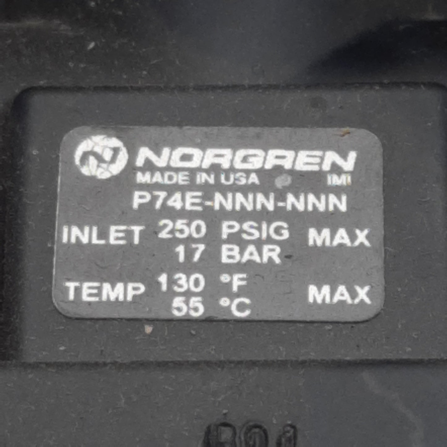 Used Norgren P74E-NNN-NNN Smooth Start Valve, 2/2-Way NC, 2-17bar, 4.0Cv, ø1/2in