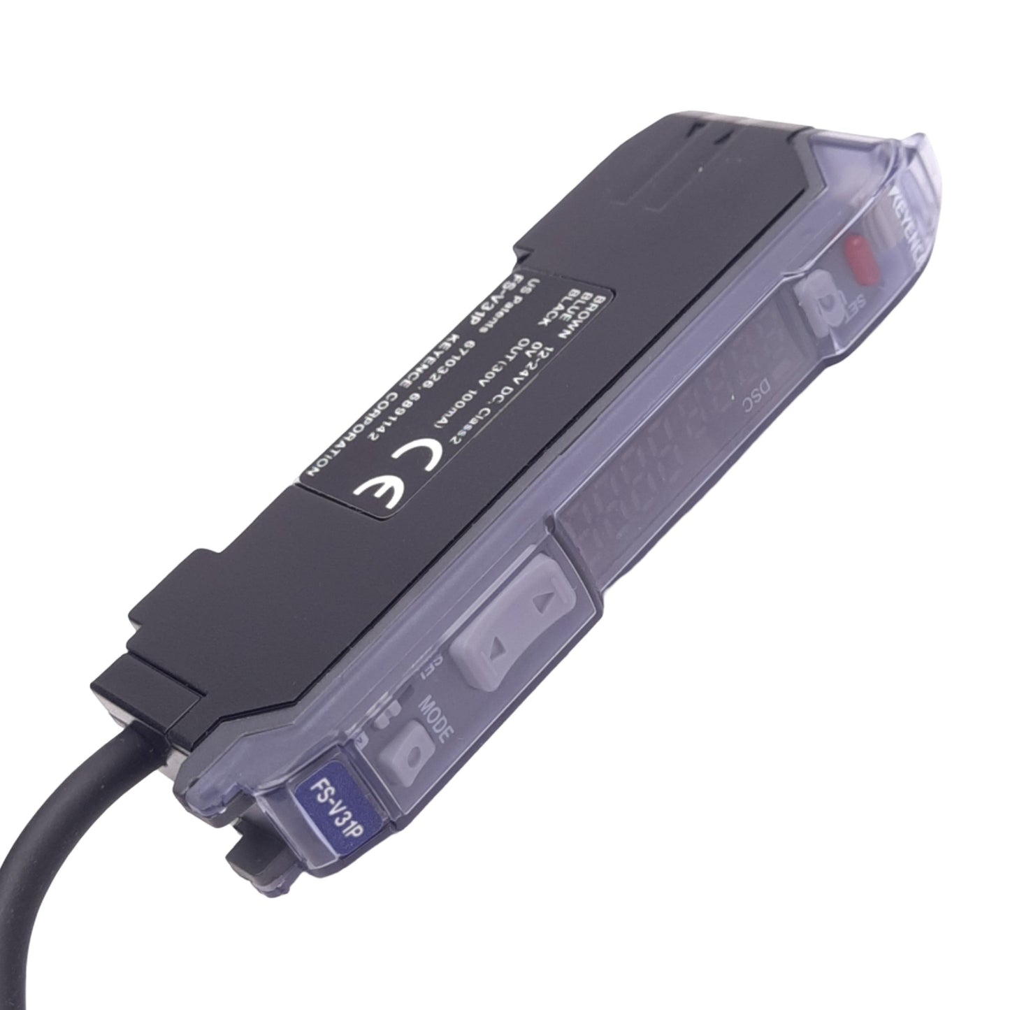 Used Keyence FS-V31P Digital Fiber Optic Amplifier, PNP Out, 12-24VDC, 5" Cable