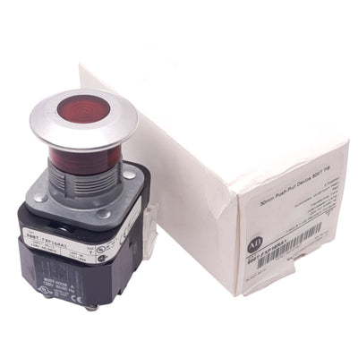 New Allen Bradley 800T-FXP16RA1 Illuminated Push/Pull E-Stop Button, 30mm, 1NCLB 1NO