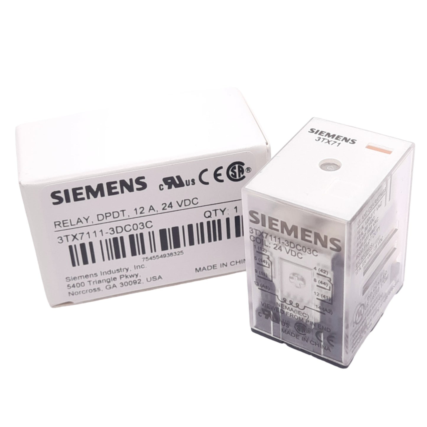 New Siemens 3TX7111-3DC03C Ice-Cube Relay, DPDT, 300VAC 12A Max, 24VDC Coil