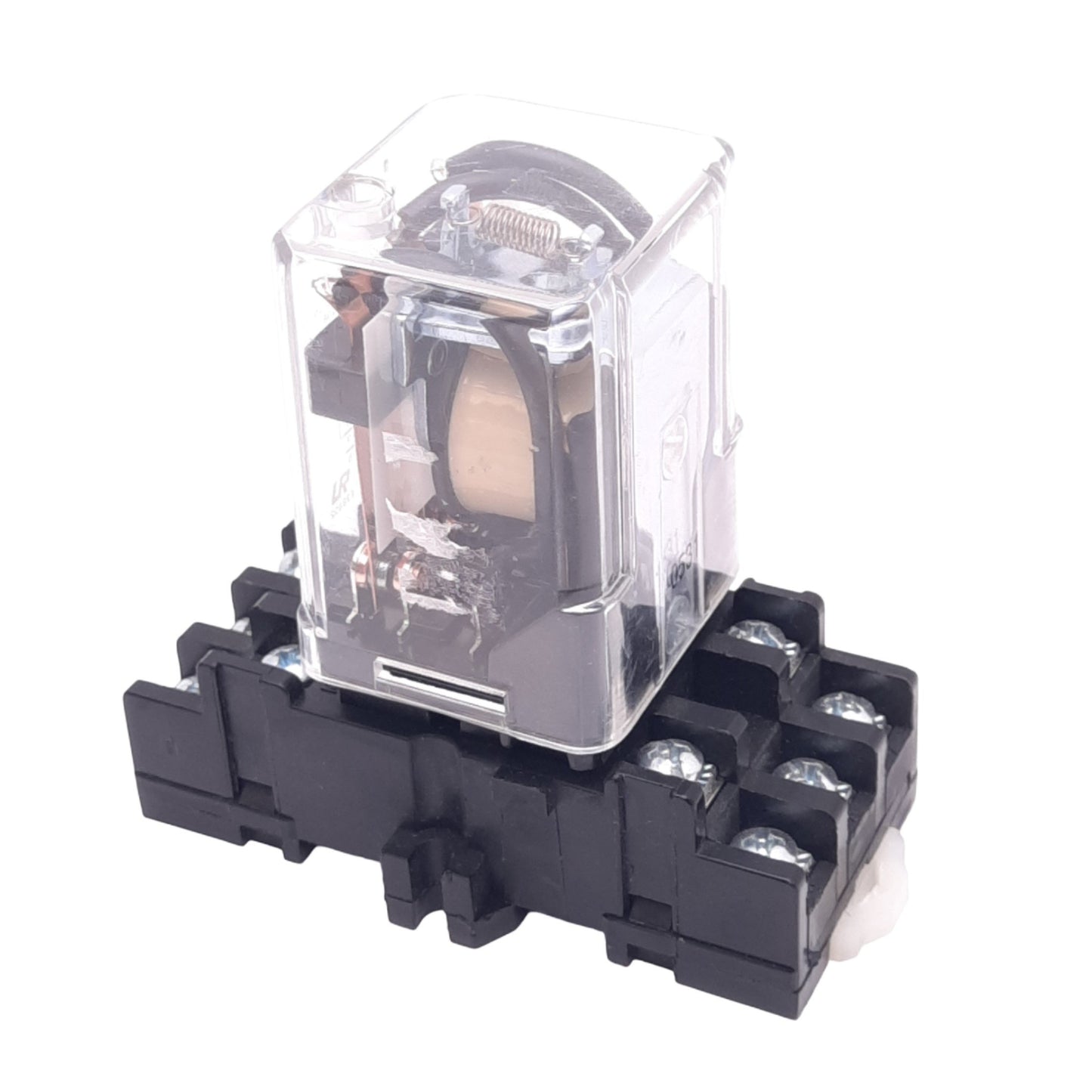 Used Omron MJN3C-DC24 Relay w/ Socket, 3PDT, 250VAC 10A Max, 24VDC Coil