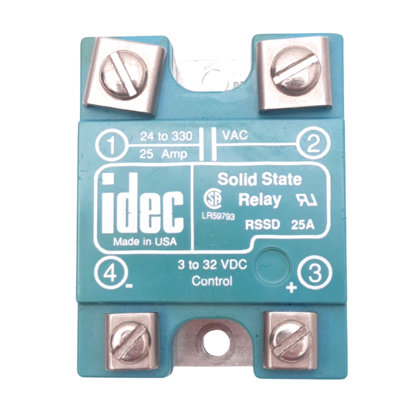 Used IDEC RSSD-25A Solid State Relay, 24-330VAC, 25A Max, 3-32VDC Control