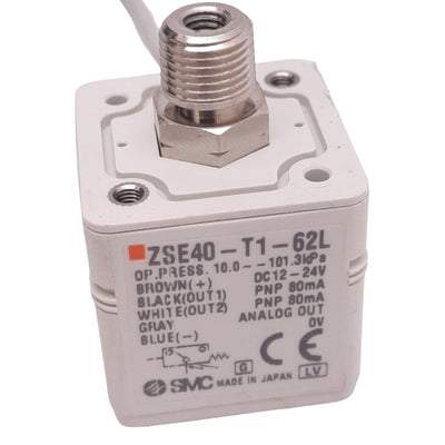 New – Open box SMC ZSE40-T1-62L Digital Vacuum Pressure Switch, -101.3~10.0kPa, 24VDC, 1/8NPT
