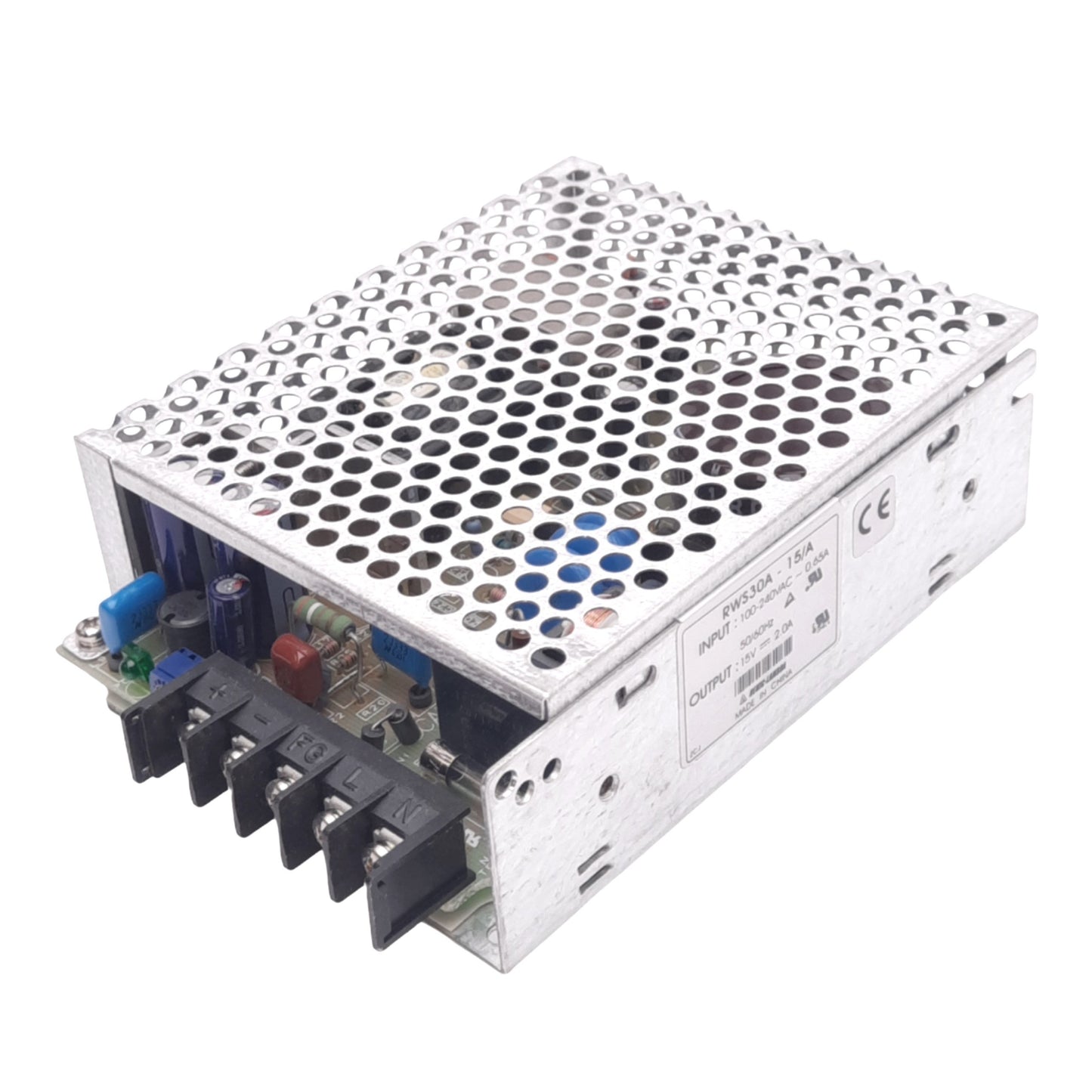 New – Open box TDK-Lambda RWS30A-15/A Power Supply, 100-240VAC 0.65A In, 15VDC 2.0A Out, 30W