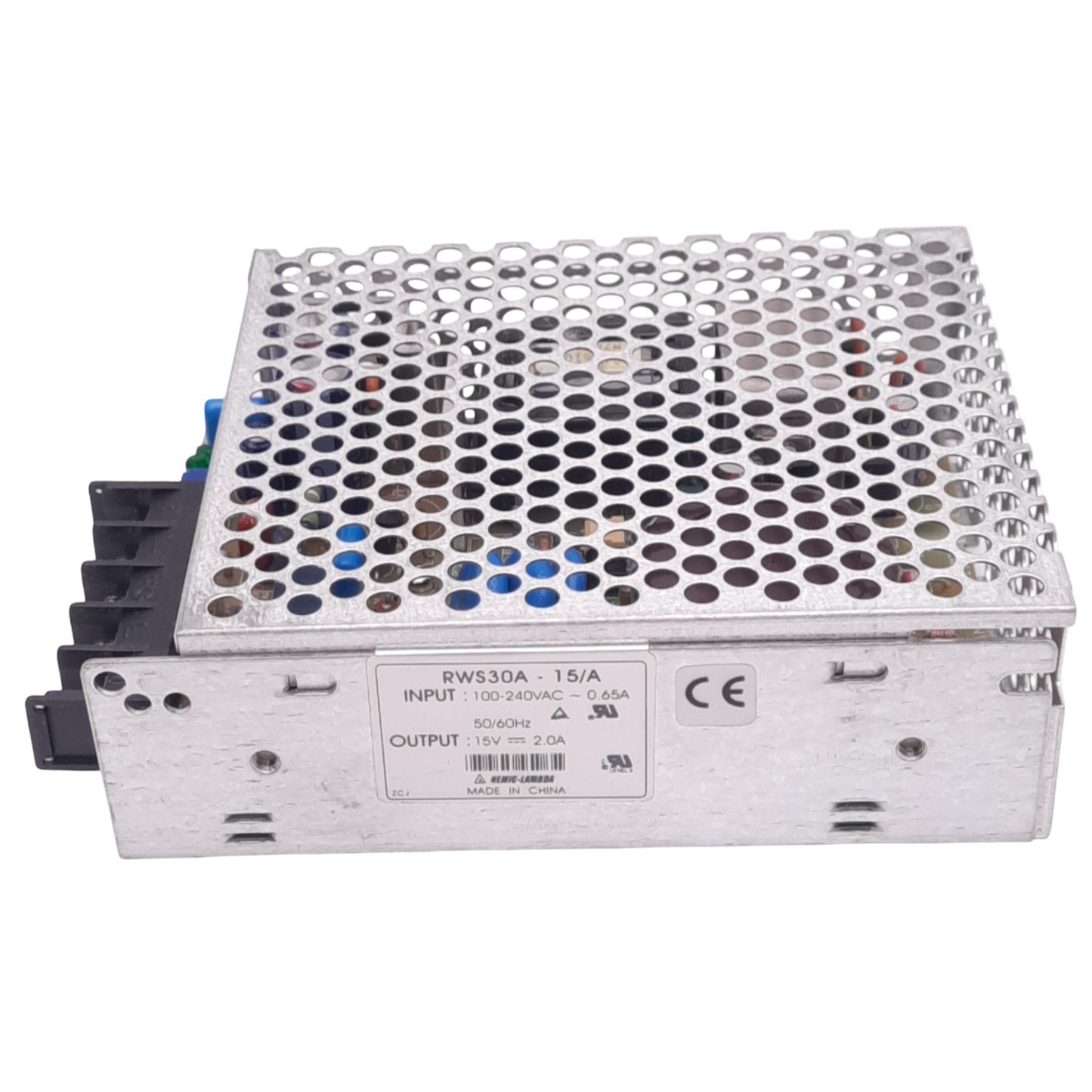 New – Open box TDK-Lambda RWS30A-15/A Power Supply, 100-240VAC 0.65A In, 15VDC 2.0A Out, 30W