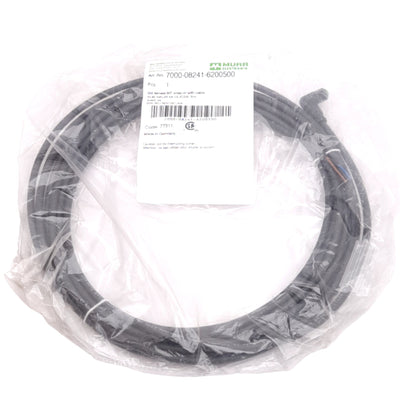 New Murr Elektronik 7000-08241-6200500 Cable, M8 3-Pin 90° Female, 50/60V, 5m Length