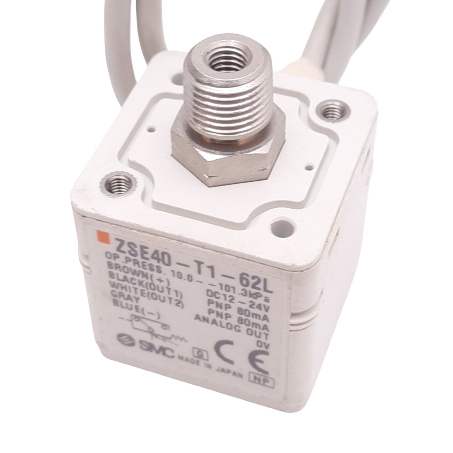 Used SMC ZSE40-T1-62L Digital Vacuum Pressure Switch, -101.3~10.0kPa, 24VDC, 1/8" NPT